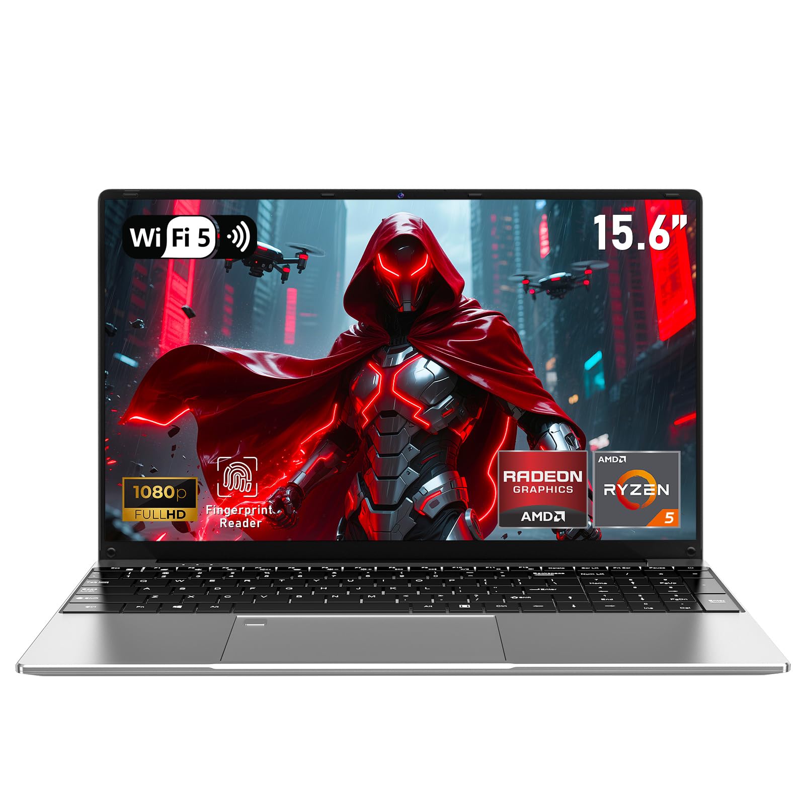 لپتاپ بازی، رایانه‌ی لپتاپ PC 2025 وین 11 پرو، 32GB RAM 1TB SSD، Ryzen 5 7430U (تا 4.3 گیگاهرتز، پیشتر از 5700U)، صفحه‌کلید دارای نور پس‌زمینه، نمایشگر IPS 1920 * 1080 Full HD، WiFi 5، BT5.0، اثرانگشت.