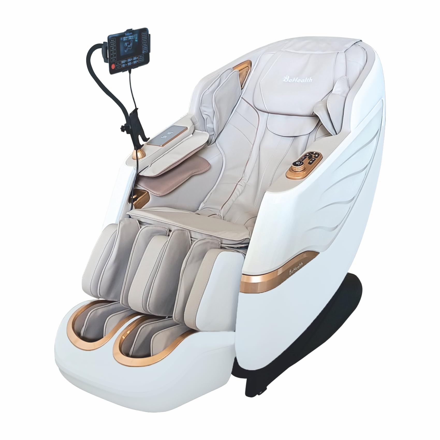 ماساژور فول بادی BeHealth FlyLux با تکنولوژی 3 بعدی SL-Track پیشرفته، کنترل صوتی هوشمند، 12 برنامه‌ی خودکار، ماساژ هوا در تمام بدن، درمان حرارتی، گرانروی صفر، رولرهای پا، شارژر بی‌سیم