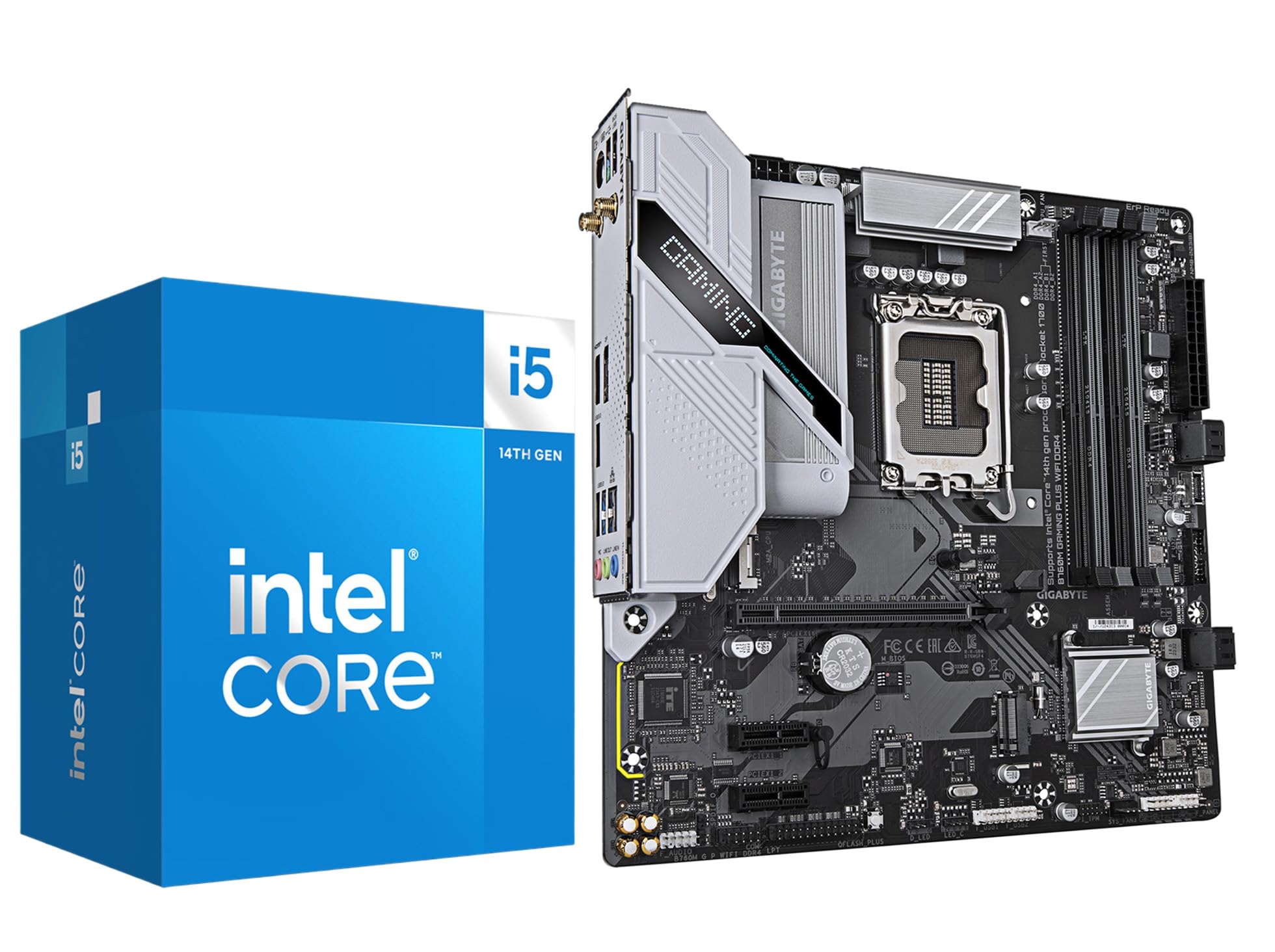 مجموعه CPU Motherboard از MICRO CENTER - پردازنده دسکتاپ Core i5-14400 با 10 هسته‌ای همراه با مادربرد GIGABYTE B760M Gaming Plus WiFi DDR4 LGA1700