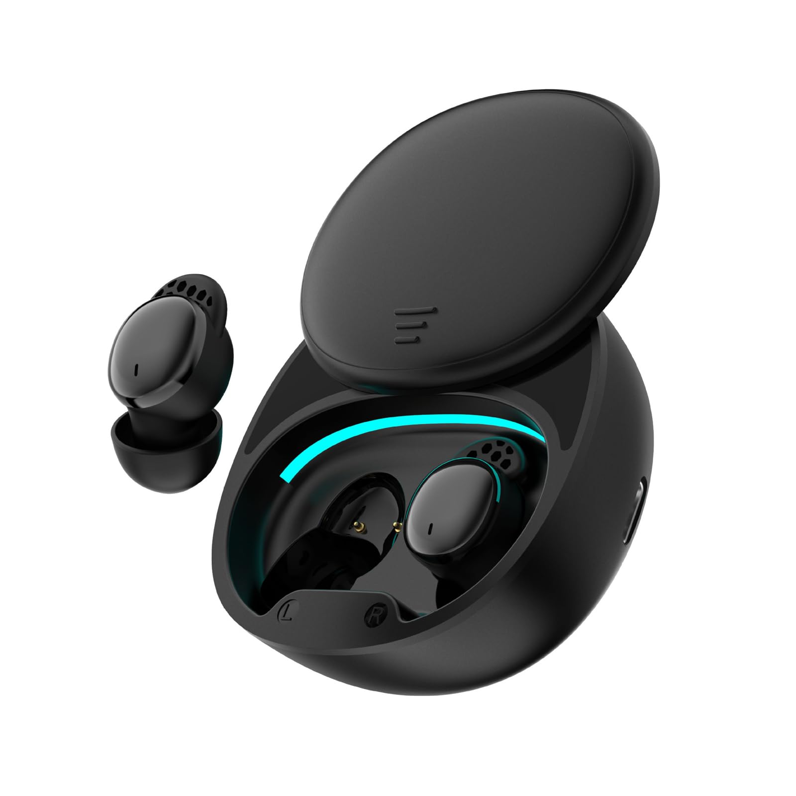 گوشی‌های بی‌سیم Tazweeq Sleep Earbuds برای خوابیدن روی کنار، هدفون‌های راحت با قابلیت مسدودکردن نویز و نمایش LED موزیک با قابلیت خواب دوگانه برای کار، رانندگی، دویدن و تمرین (مشکی)