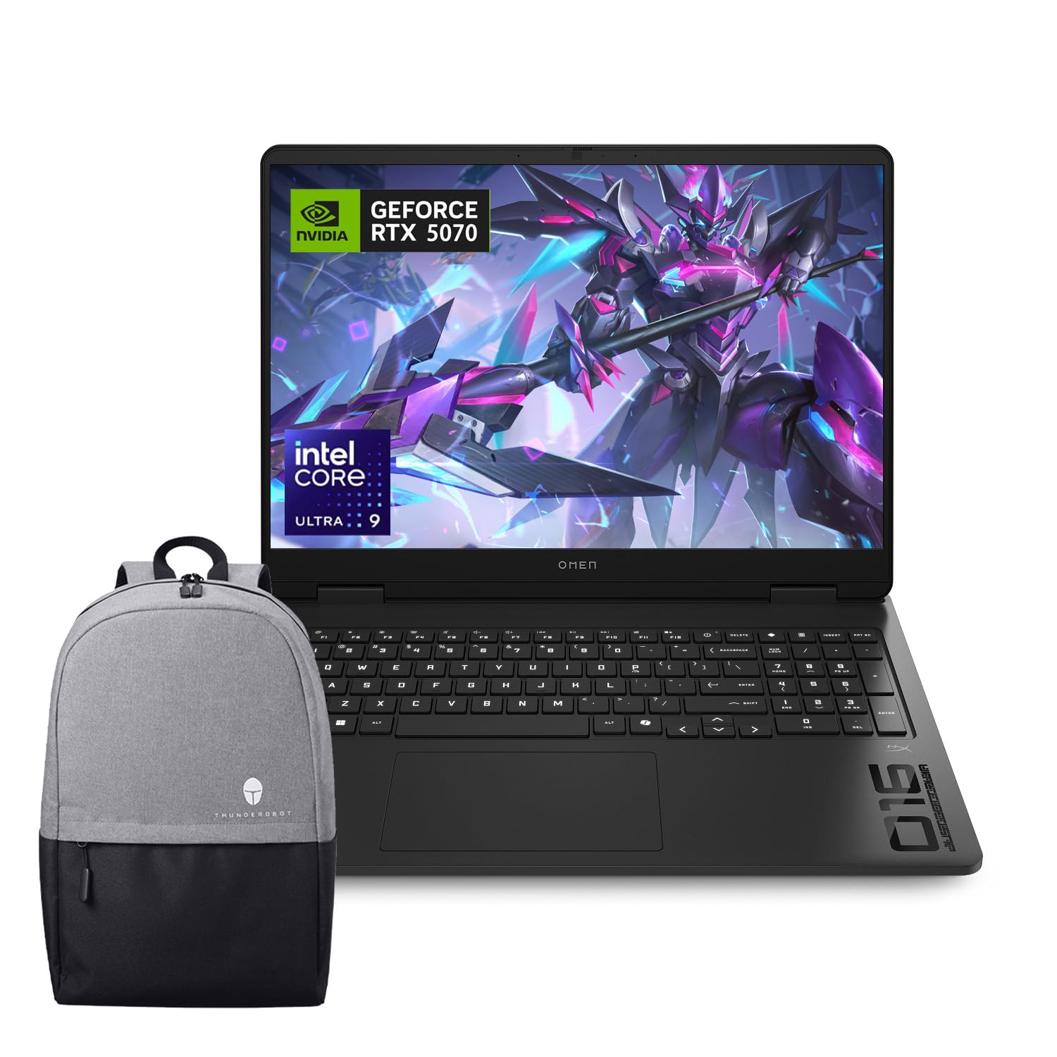 ترجمه: لپ تاپ حرفه ای بازی HP OMEN 16 Ultra Slim RTX 5070، 16 اینچ وضوح بالا 240Hz، اینتل اولترا 9 285H (بهتر از اینتل i9-14900)، انویدیا RTX 5070، 64GB رم DDR5، 2TB حافظه جامد، همراه با کوله پشتی Thunderobot 17.3 نسل 4، 64GB رم، 2TB حافظه جامد، اینتل اولترا 9 285H