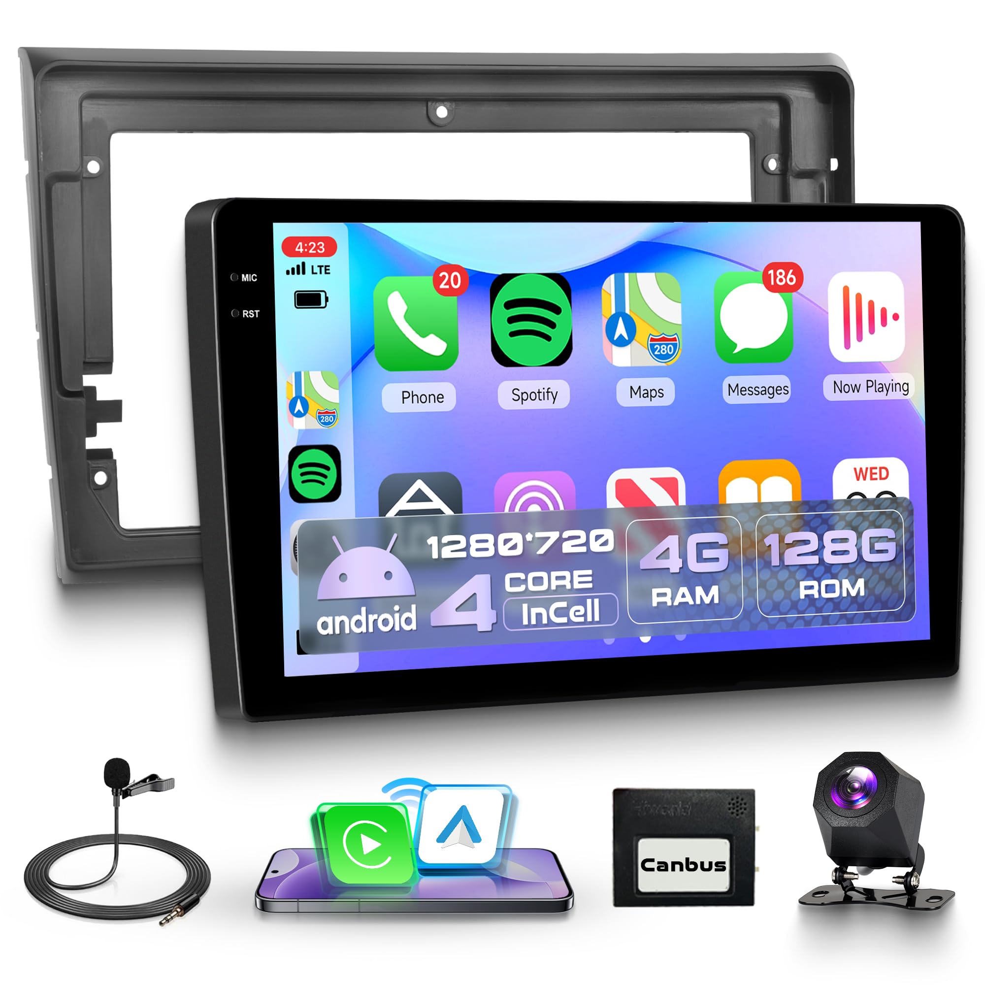 رادیو خودروی اندروید با فناوری بی‌سیم CarPlay و حافظه 128 گیگابایت برای فیات براوو 2007-2014 با پشتیبانی از شبکه 4G