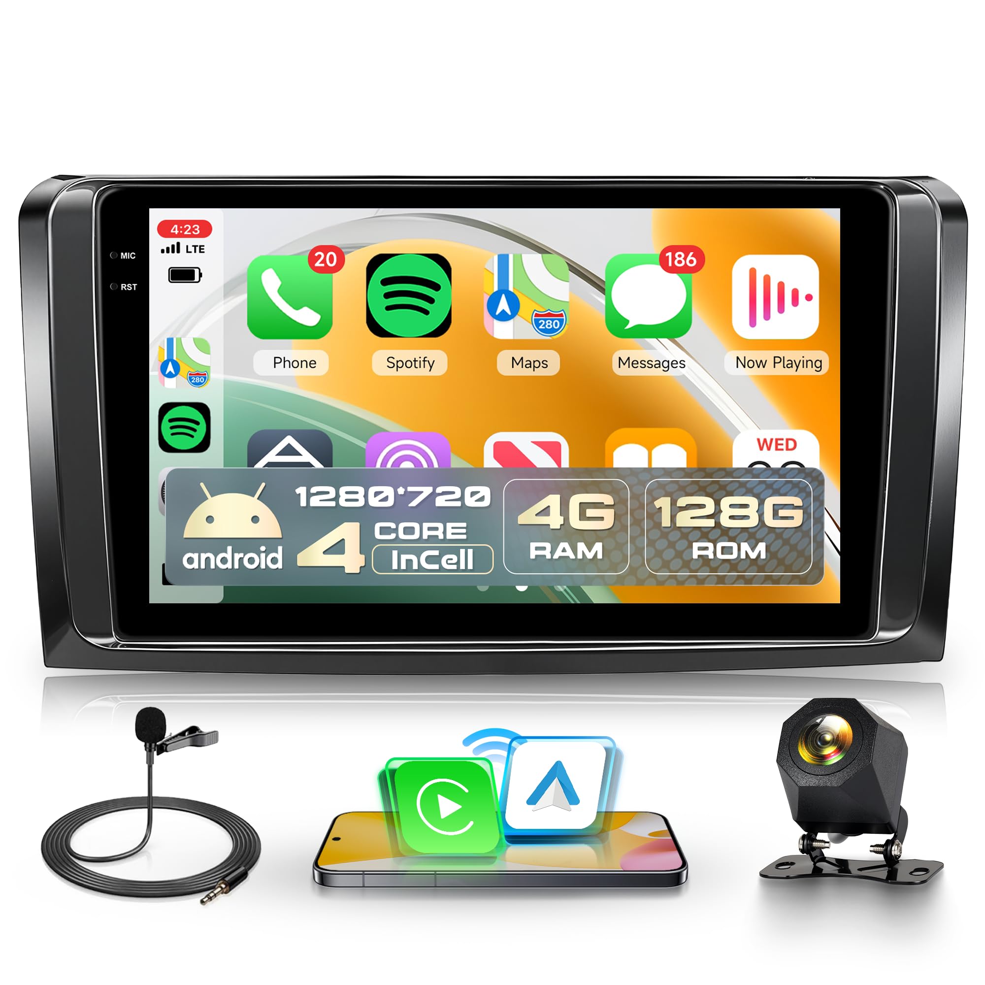 رادیو اندروید خودرو بی سیم 4G+128G با قابلیت Carplay برای مدل‌های مرسدس بنز ML GL W164 ML350 ML500 GL320 X164 ML280