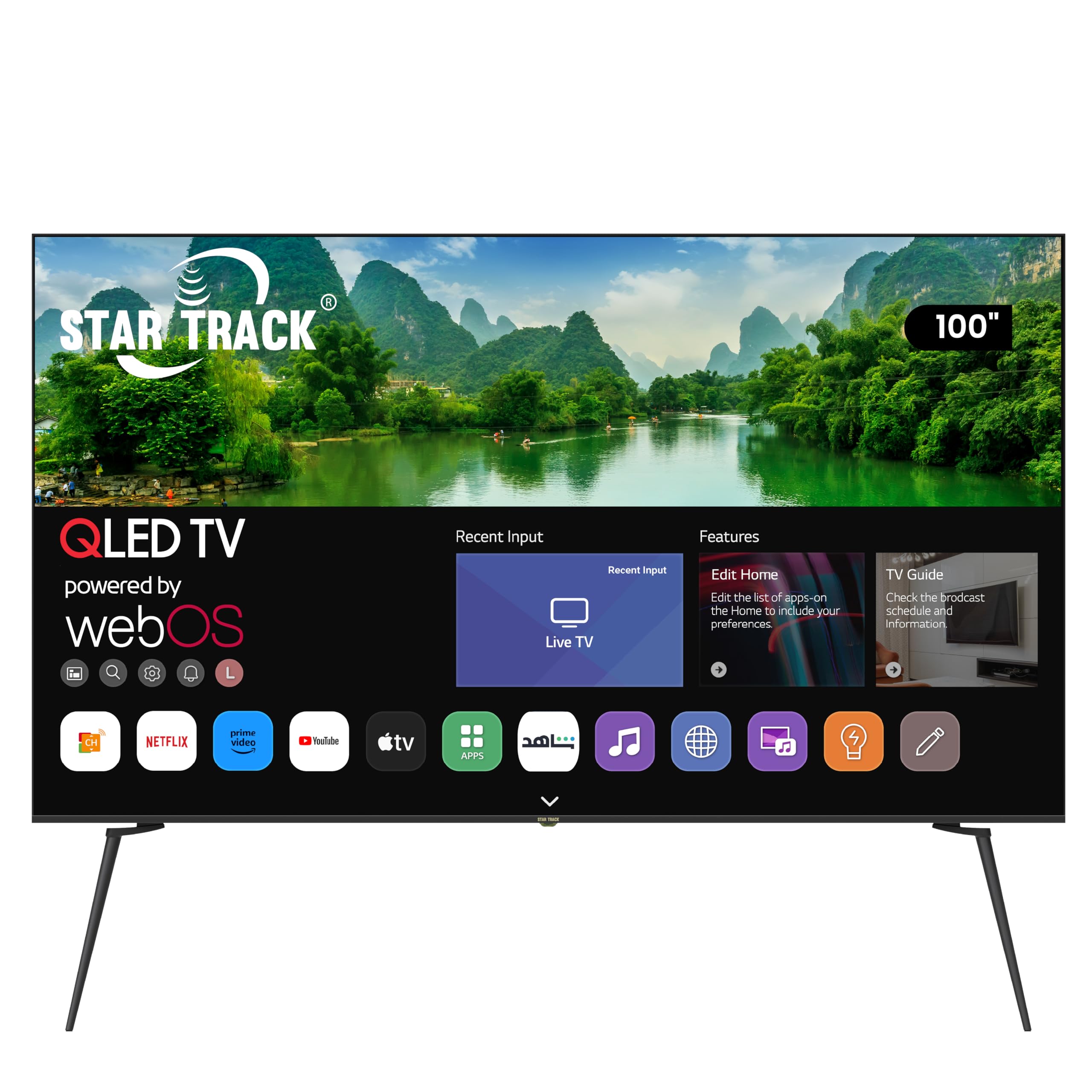 تلویزیون هوشمند STAR TRACK با صفحه نمایش QLED 100 اینچ | HDR10+ | 95% حجم رنگ با Quantum Dot | نمایش فوق العاده روشن با 350 نیت | صدای دالبی | WebOS با Apple AirPlay و Home | ریموت ماوس هوا | Ultra HD