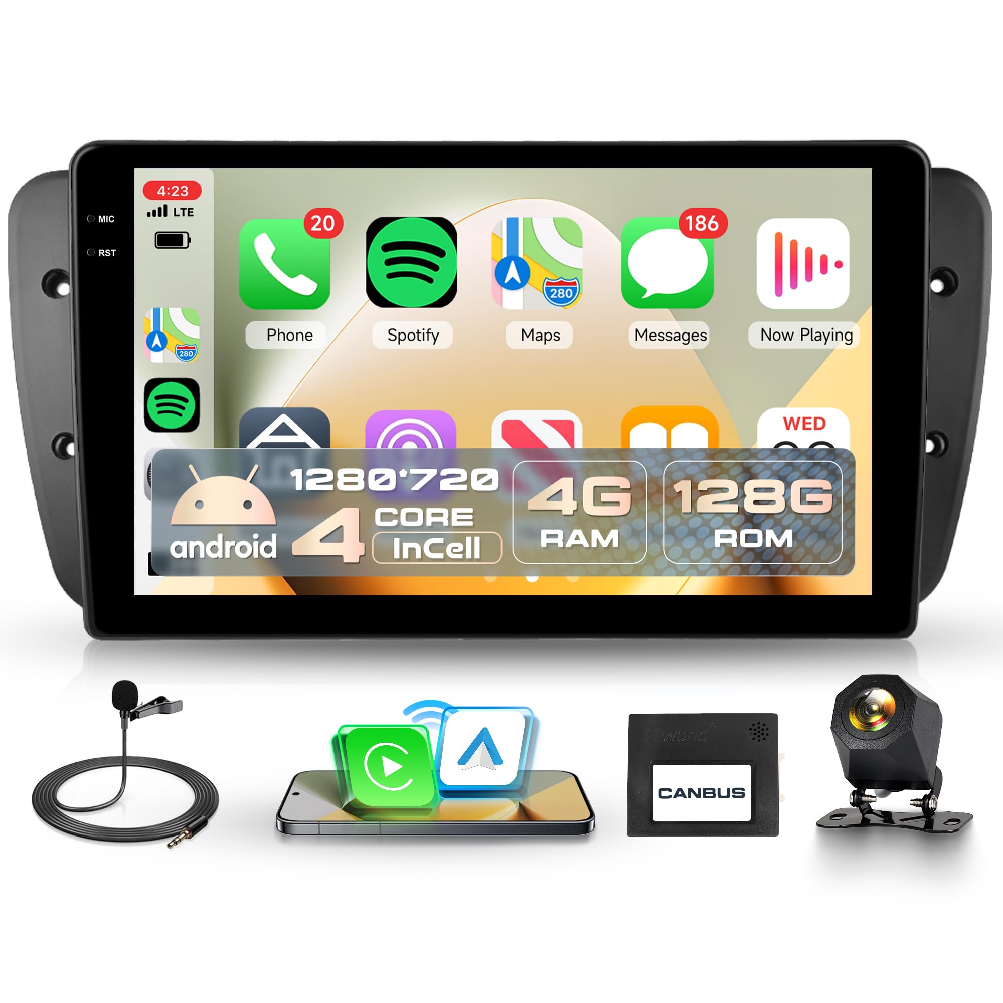 رادیو اندروید خودرو بی‌سیم 4G+128G با امکان Carplay برای صندلی ایبیزا ۶جی IV ۲۰۰۹-۲۰۱۴