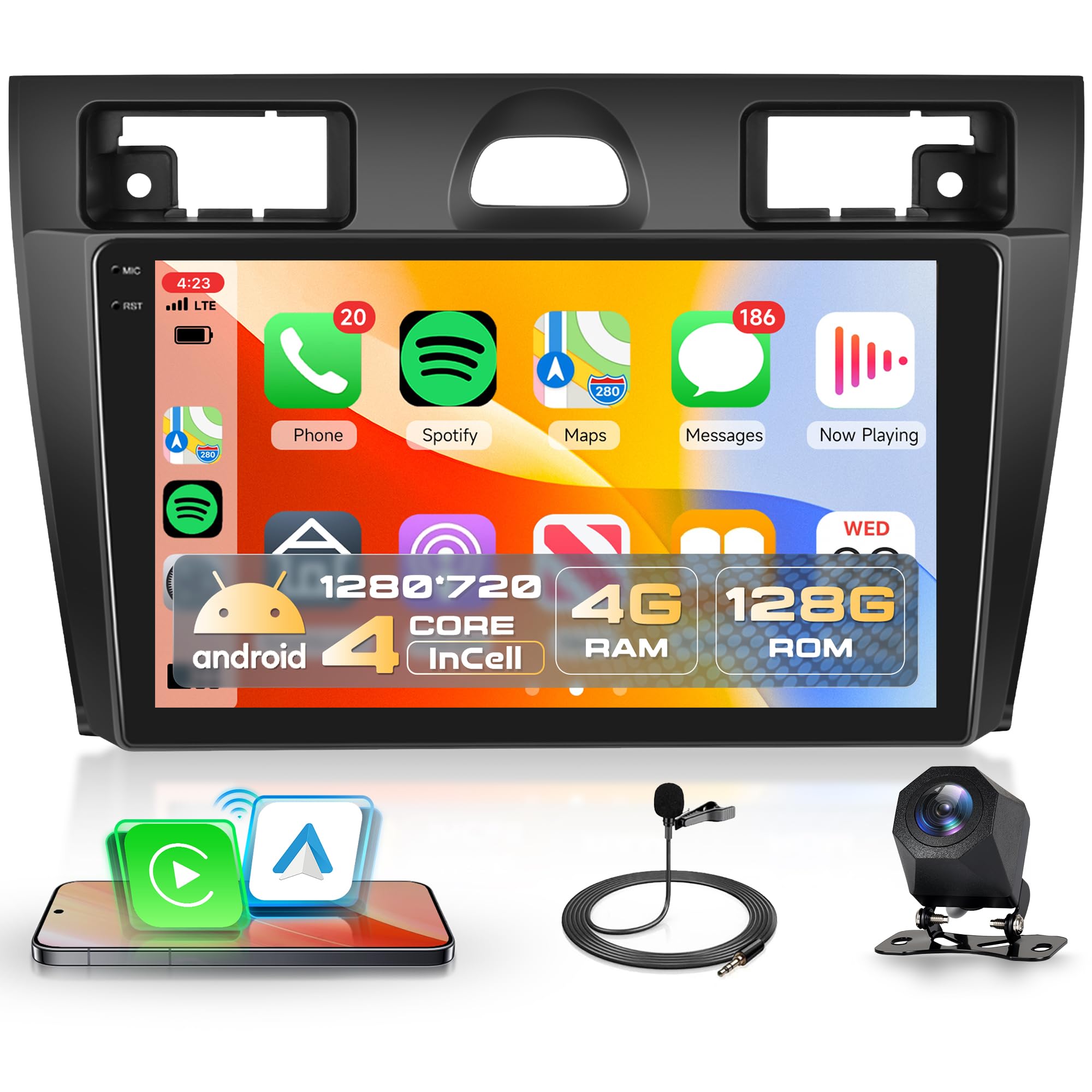 رادیو اندروید خودروی بی‌سیم ۱۲۸ گیگابایتی با پشتیبانی از Carplay برای فورد Fiesta Mk5 Mk VI ۲۰۰۲-۲۰۰۸