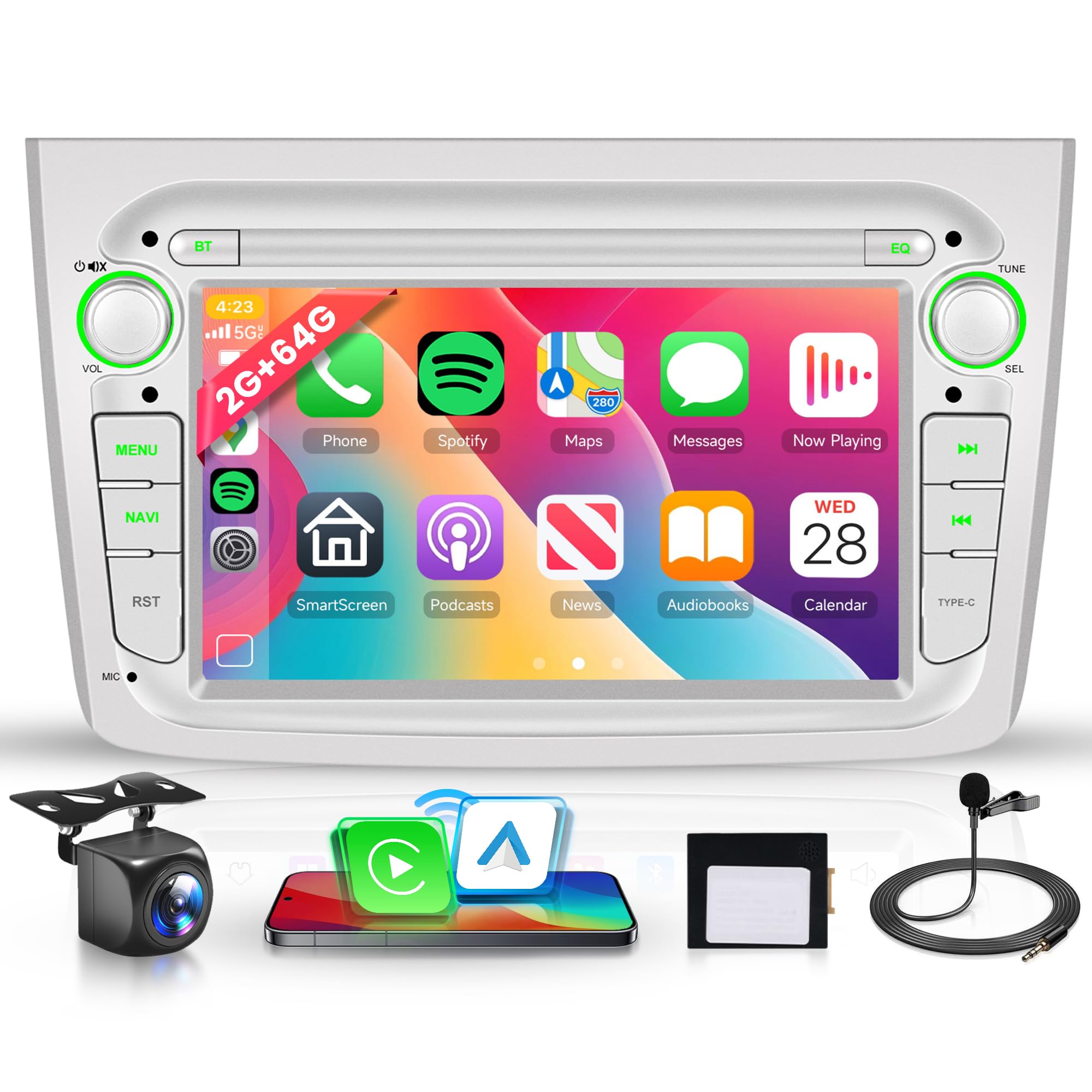 رادیو اندروید خودروی بی‌سیم 2G + 64G Carplay برای الفا رومئو میتو ۲۰۰۸-۲۰۱۶