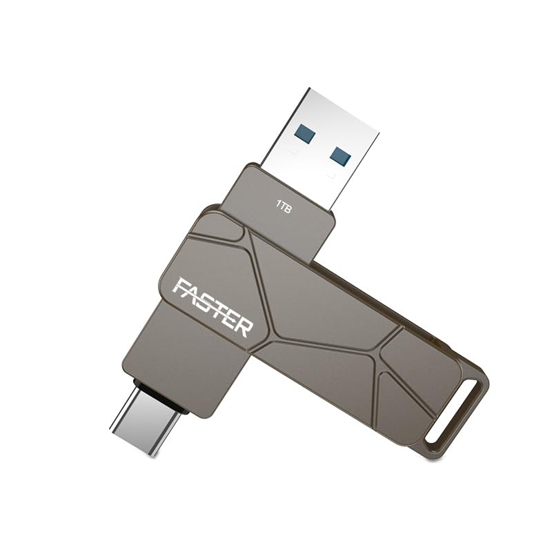 فلش درایو USB-C 1 ترابایت با سرعت بالا، دو پورت USB 3.1 OTG برای انتقال داده سریع تا 100 مگابایت بر ثانیه، طراحی فلزی زیبا، کلیدچین قابل حمل، سازگار با دستگاه‌های اندروید و آی‌اواس
