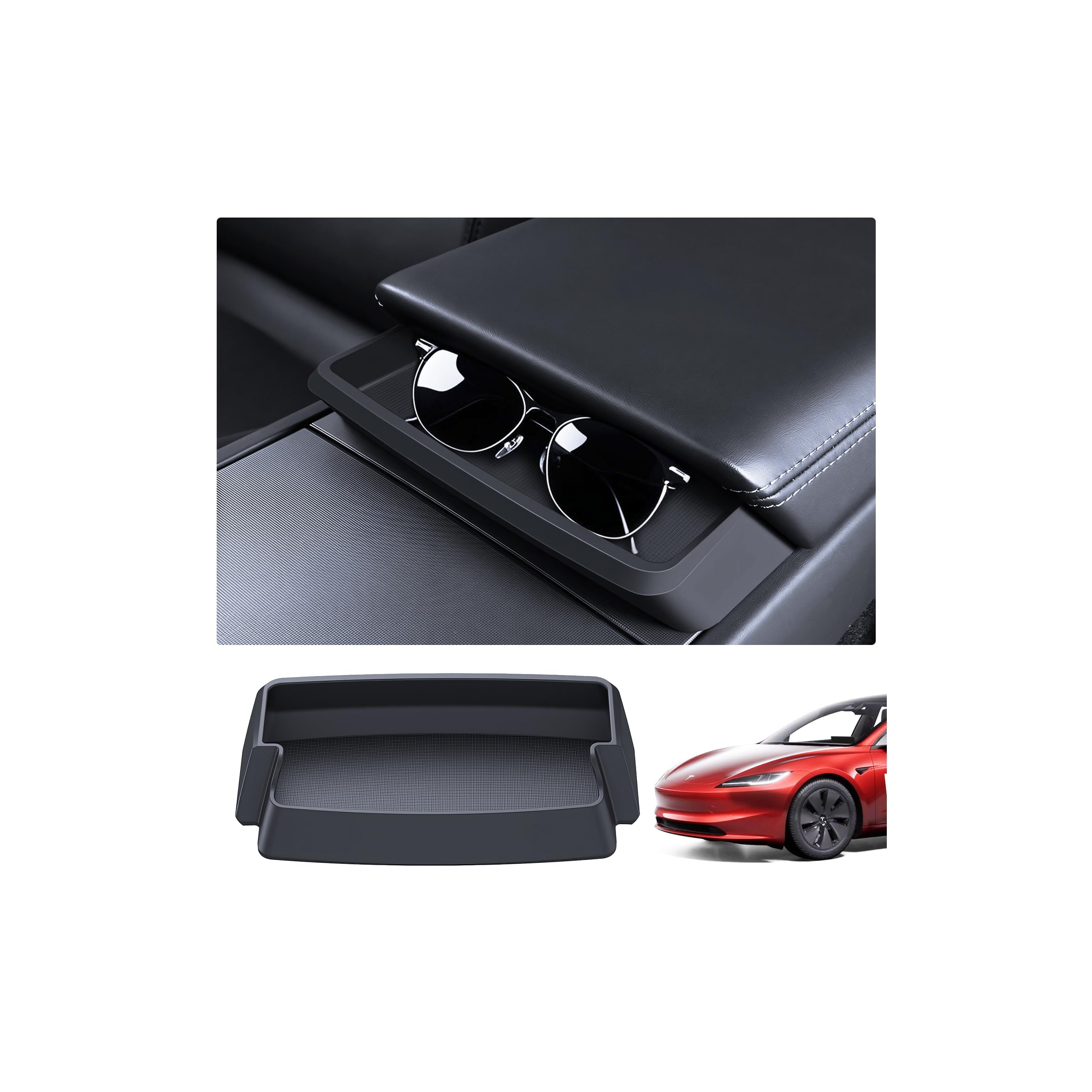 محصولات جانبی Tesla Model Y سال 2025 مدل 3 Juniper و مدل 3 Highland ، و دیگر لوازم جانبی شامل نگهدارنده عینک مرکزی ضد لغزش Center Console ، نگهدارنده گوشی کارت کلید و جعبه نگهدارنده تلفن داخلی Armrest ، رنگ سیاه