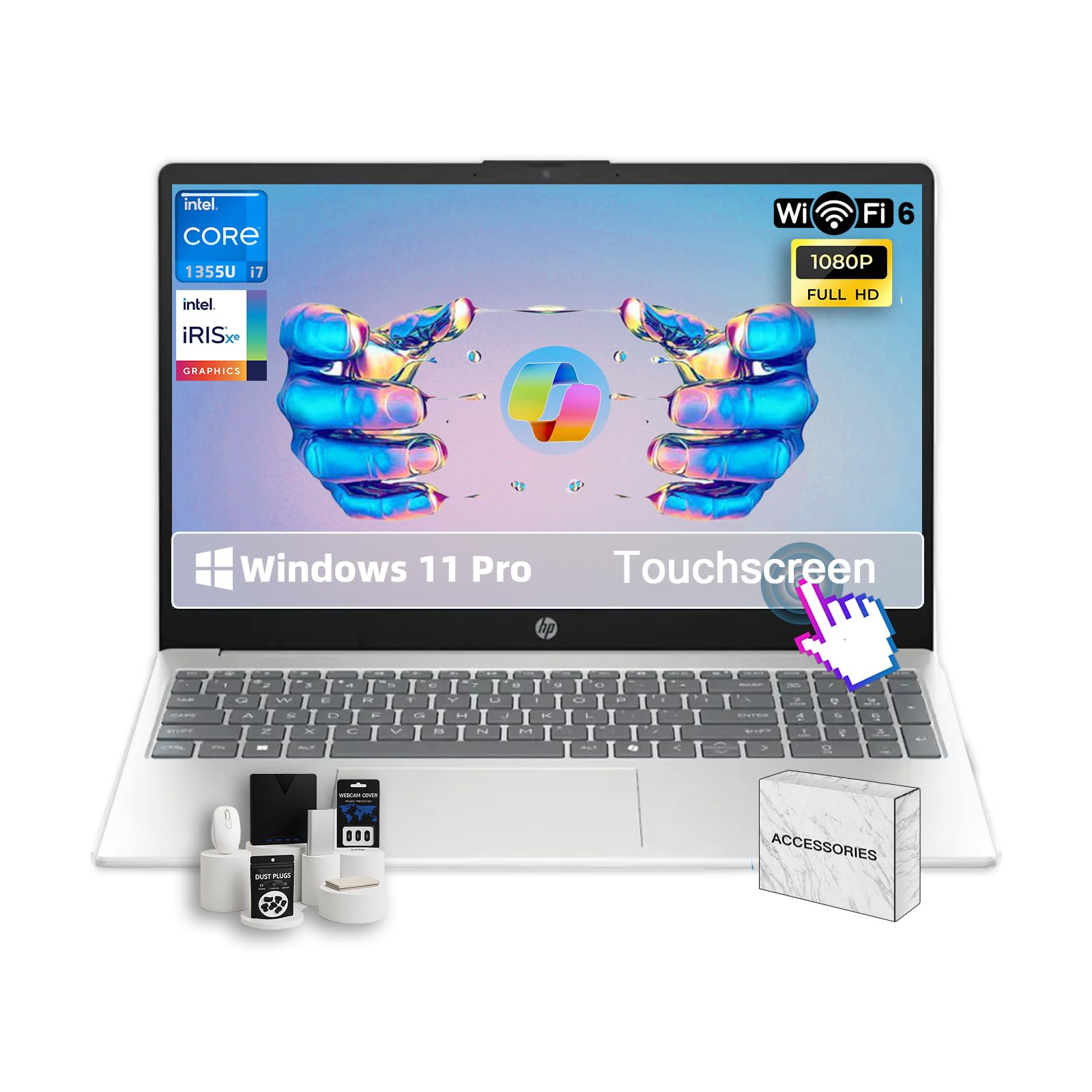 لپ تاپ لمسی اچ‌پی برای کسب و کار و دانشجویان • صفحه نمایش 15.6 اینچی FHD IPS • پردازنده ۱۰ هسته‌ای اینتل i7-1355U • Wi-Fi 6 • حذف نویز هوش مصنوعی • همراه کاپیلوت • وب‌کم HD • با لوازم جانبی • ویندوز ۱۱ پروفشنال • (۳۲ گیگابایت رم، ۱ ترابایت اس‌اس‌دی) ۳۲ گیگابایت رم | ۱ ترابایت اس‌اس‌دی
