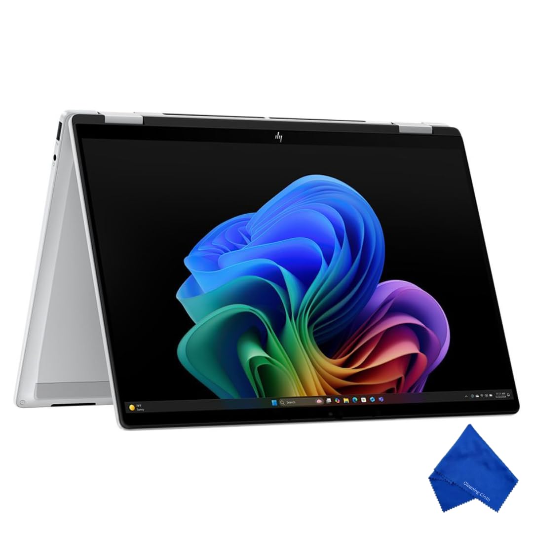 لپ تاپ ۲-به-۱ لمسی ۱۴ اینچی HP OmniBook 5 Flip 2K - اینتل کور i7 150U، ۱۶ گیگابایت رم، ۵۱۲ گیگابایت حافظه داخلی SSD، ویندوز ۱۱، مدل جدید (همراه با پارچه میکروفایبر) - رنگ نقره ای یخچالی (14-fp0023dx)