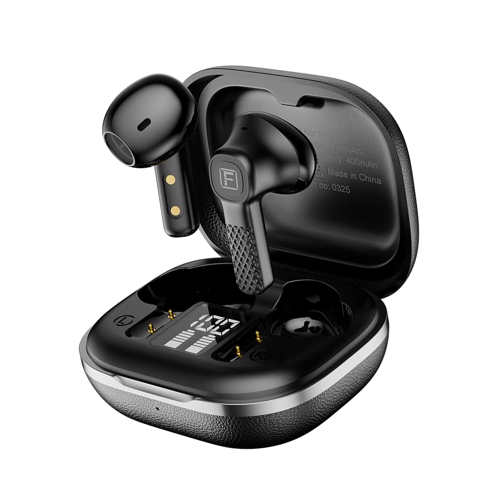 گوش‌بند بی‌سیم Half In-Ear TroniX سریع‌تر با بلوتوث 5.4 و تکنولوژی ENC، دارای کیف شارژ با نمایشگر LED، پخش 8 ساعته، درایور 13 میلیمتری، باس بهبودیافته، شارژ تایپ-سی، گوش‌بند بی‌سیم اصلی با میکروفن (مشکی نیمه شب)