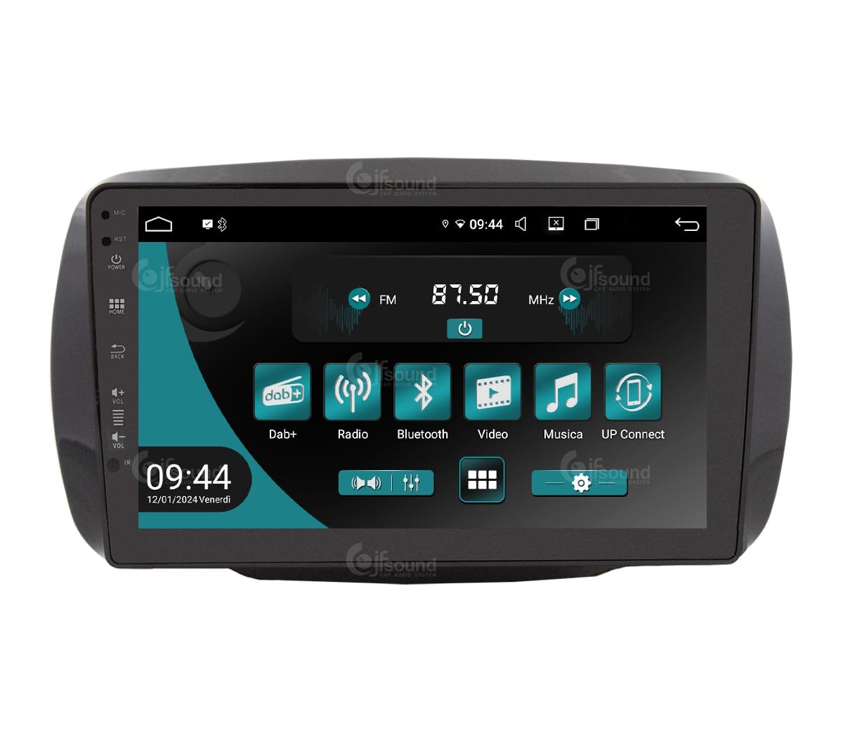 رادیو اختصاصی JF-039S2-UP مناسب برای خودروی اسمارت فورتو 453/فورفور 453 (2014-2019) | CarPlay و اندروید کار | GPS | DAB+ | 9 اینچ HD | ساخت ایتالیا