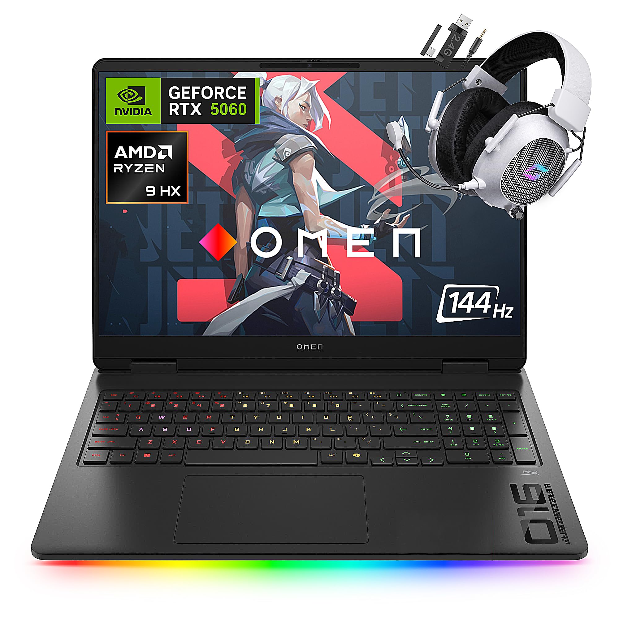 لپ تاپ بازی HP OMEN 16، صفحه نمایش 16 اینچی 2K با فرکانس 144GHZ، NVIDIA GeForce RTX 5060 8GB GDDR7، AMD Ryzen 9 8940HX، ویندوز 11، همراه با Office 365 رایگان (ویندوز 11 Pro، 64GB RAM + 2TB SSD)، 64GB RAM + 2TB SSD ویندوز 11 Pro