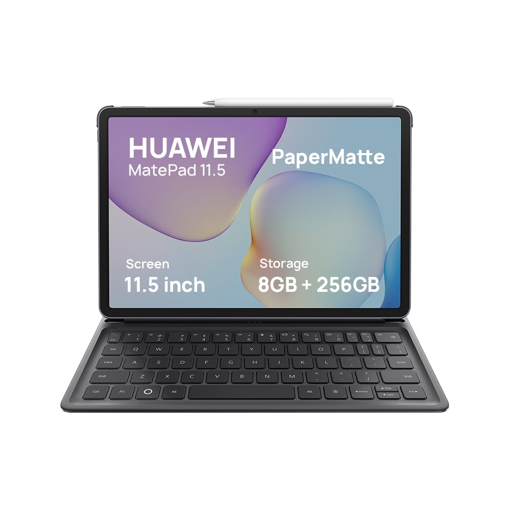 تبلت HUAWEI MatePad 11.5 اینچ 2025 با صفحه نمایش PaperMatte 2.5K با نرخ تازه‌سازی 120Hz، حافظه 256 گیگابایتی، باتری 10100 میلی آمپر، شارژ سوپر 40 وات، WiFi6، بلوتوث 5.2، اداره وی‌پی‌اس، چهار بلندگو، کیبورد جداشدنی، رنگ خاکستری + هدیه رایگان