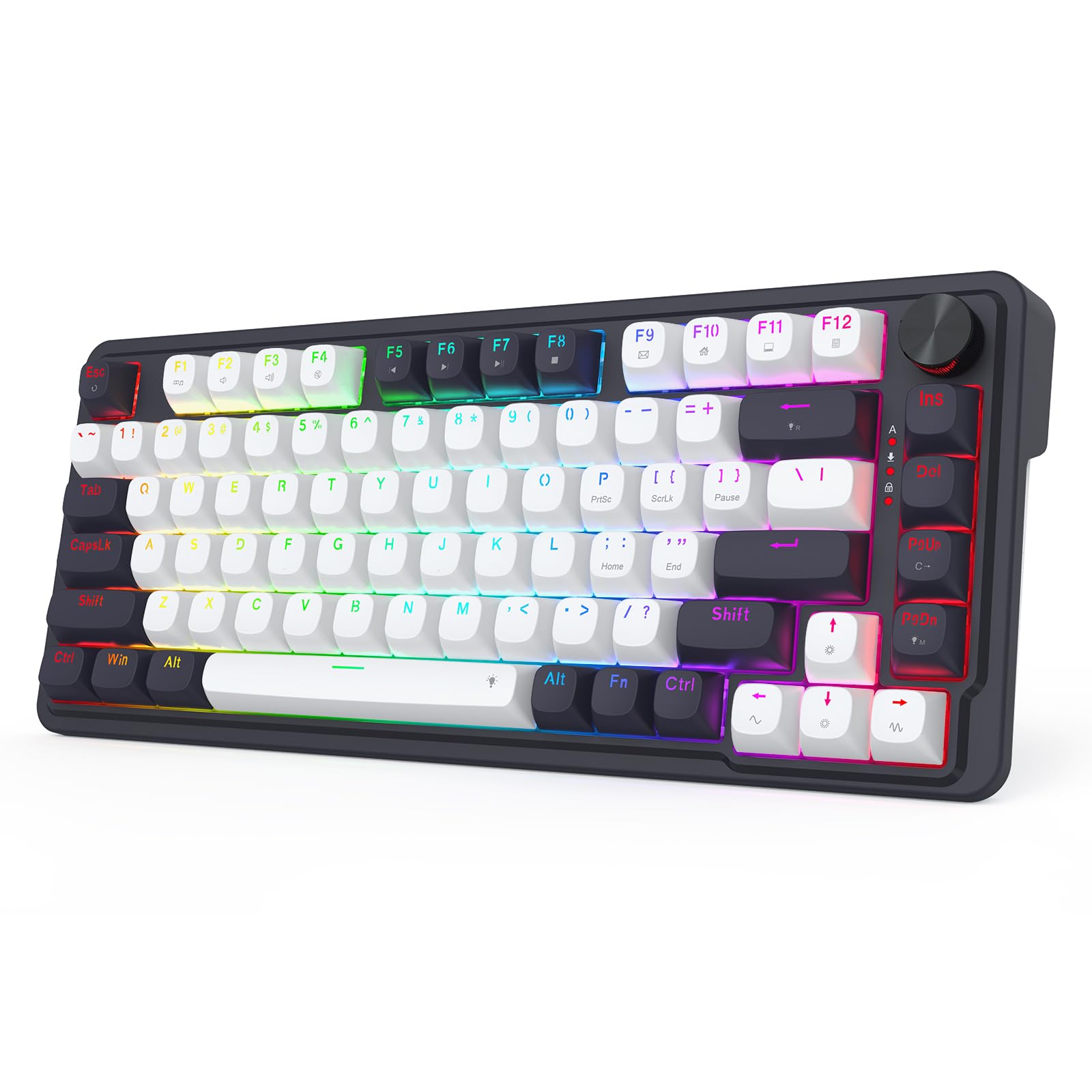 کیبورد بازی Redragon K673 HE Rapid Trigger، 81 کلیدی - کیبورد مکانیکی با سیم 8K با سوییچ مغناطیسی 100% POM سیلکی Next-Gen UltraMag، طراحی ساختار شناور دو ماژول، ساختار مقاومت در برابر نویز در 2 لایه
