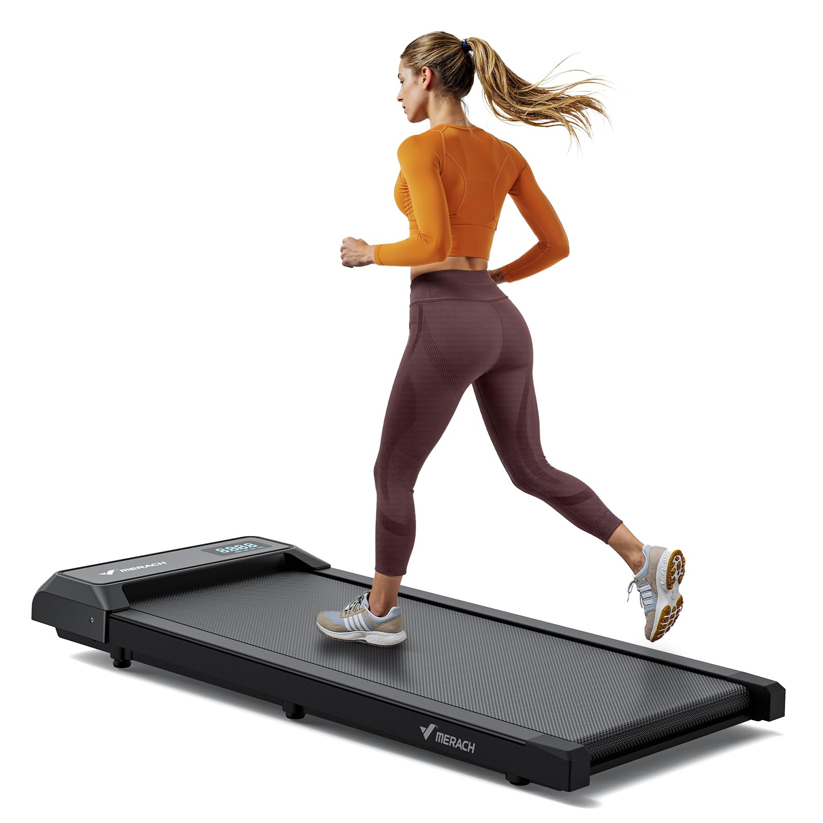 ترجمه: تردمیل‌های MERACH Walking Pad قابل‌تاشه برای خانه، قابل حمل، تردمیل جهاز مشی, Walk Pad، برنامه جهاز مشی، تردمیل با ظرفیت ۱۲۰ کیلوگرم رنگ مشکی