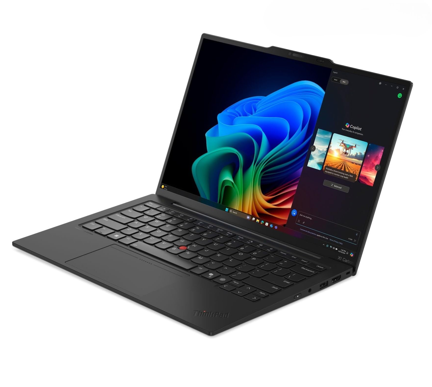 لپتاپ Lenovo ThinkPad X1 Carbon Gen 13 Aura Edition با پردازنده اینتل Core Ultra 7 268V vPro، صفحه نمایش 2.8K 2880 x 1800 OLED بدون لمس، Wi-Fi 7، 32GB RAM LPDDR5X-8533MT/s، 1TB SSD، و Win11 Pro