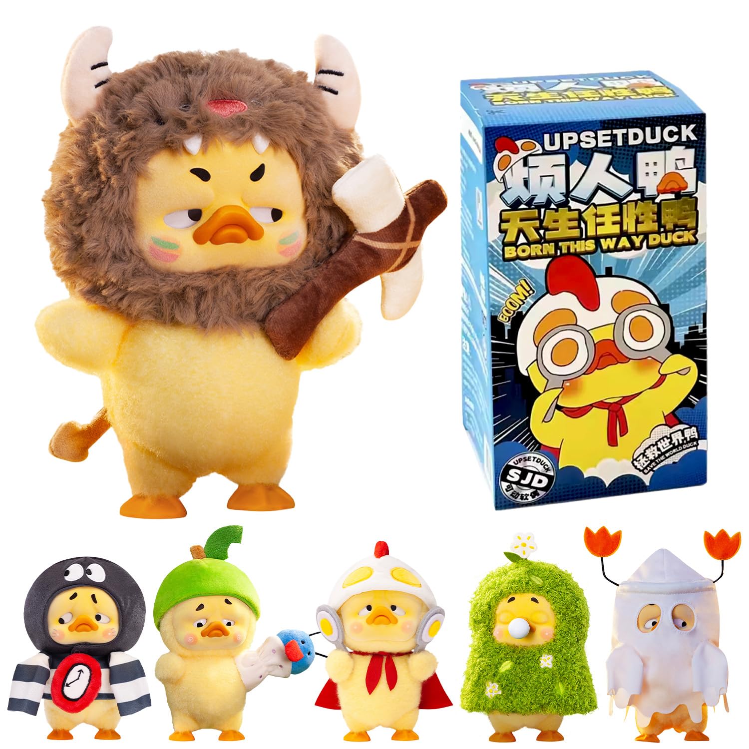 مجموعه عروسک‌های نیلوفری محبوب از اندازه ۱۸ سانتی‌متری Duck Born This Way Duck SJD Plush Blind Box تولید شده است.