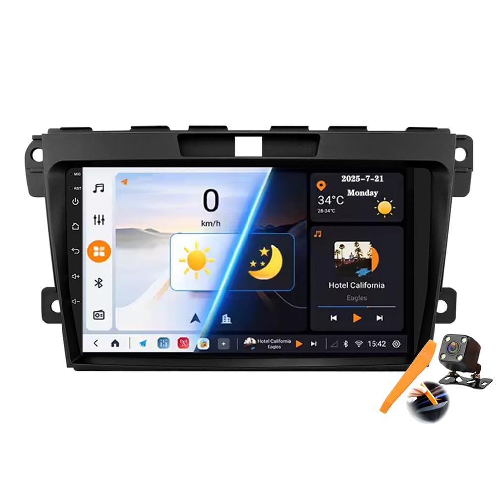 رادیو اندروید 15.0 برای مازدا CX-7 / CX7 2008-2015 با ناوبری GPS Sat، صفحه نمایش لمسی 9 اینچی، پخش ویدیو چندرسانه‌ای DVD، گیرنده FM BT به همراه Carplay 4G 5G WiFi DSP SWC، Y300s سیستم استریو خودرو