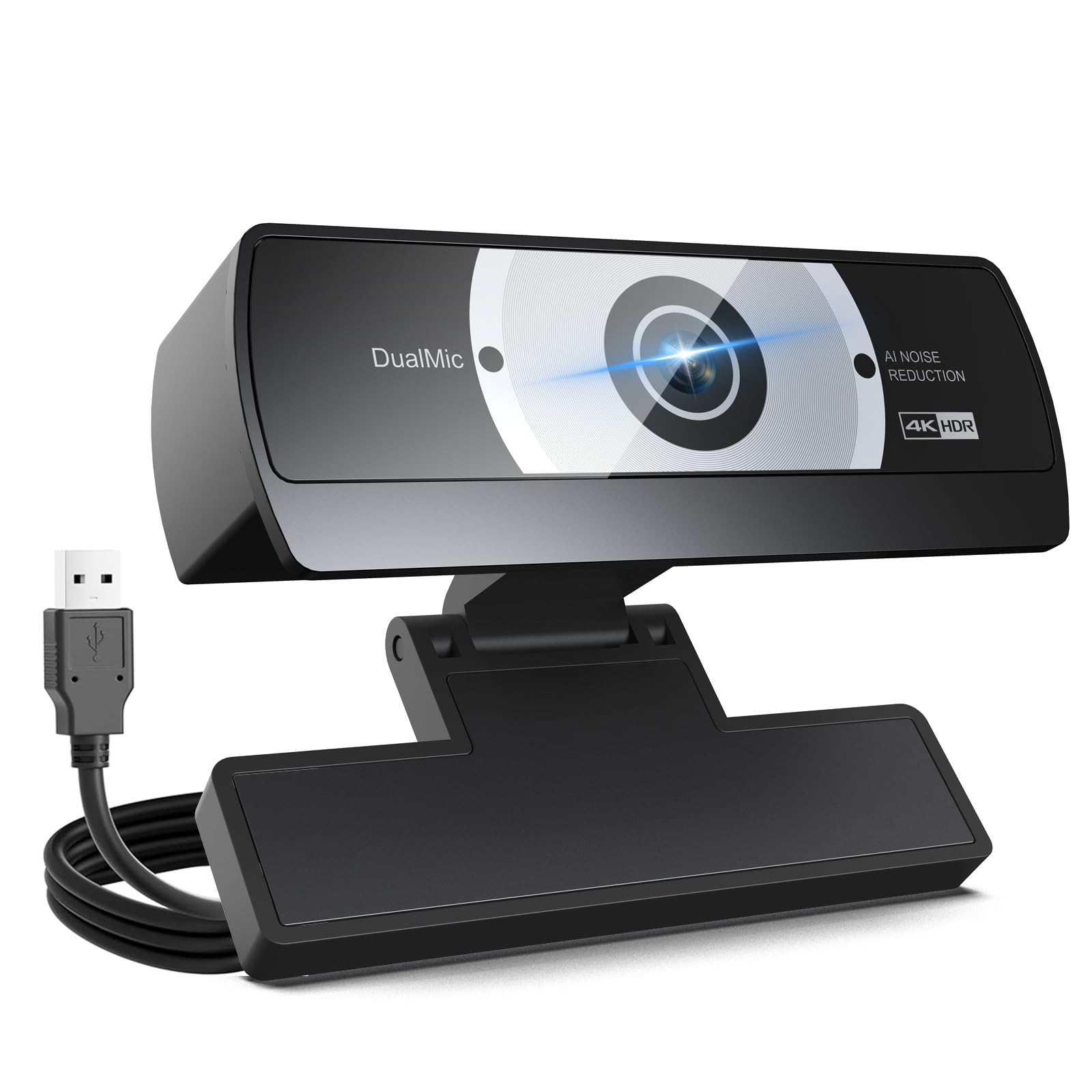 وب‌کم 4K برای کامپیوتر - دوربین کامپیوتری با کیفیت Ultra HD 4K با فوکوس خودکار PDAF، میکروفن حذف نویز هوشمند AI، اصلاح خودکار نور، زاویه دید 80 درجه، پشتیبانی از USB-A Plug & Play برای جلسات مجازی، پخش زنده، یادگیری آنلاین