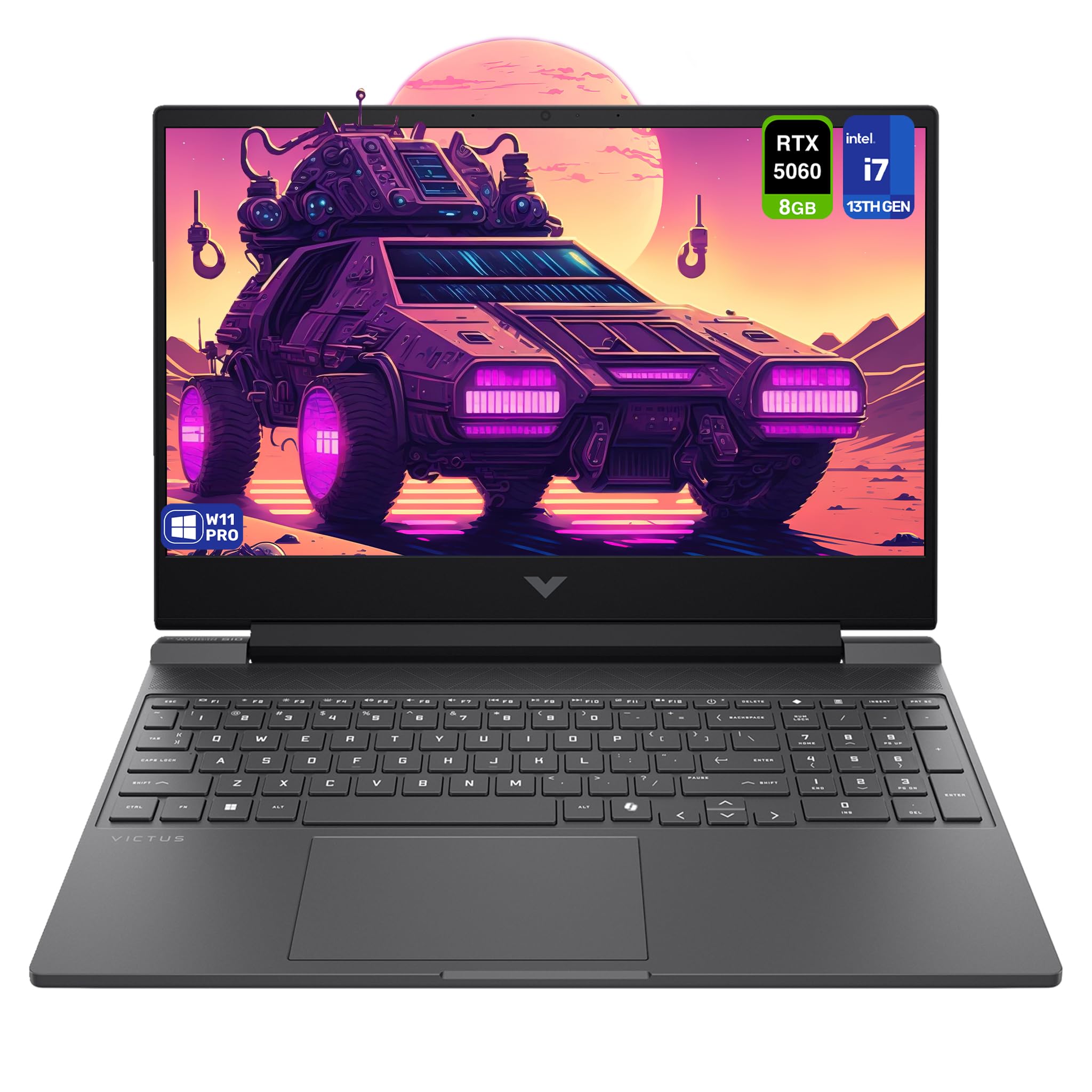 لپ تاپ حرفه ای HP Victus با پردازنده Intel i7-13620H، 32 گیگابایت حافظه RAM DDR5، 2 ترابایت حافظه SSD PCIe، صفحه نمایش 15.6 اینچی FHD (1920x1080) با نرخ تازه‌سازی 144Hz، کارت گرافیک Nvidia GeForce RTX 5060، صفحه کلید عددی دارای نور پس زمینه، ویندوز 11 پرو، رنگ میکا نقره‌ای، 32 گیگابایت RAM، 2 ترابایت SSD ویندوز 11 پرو