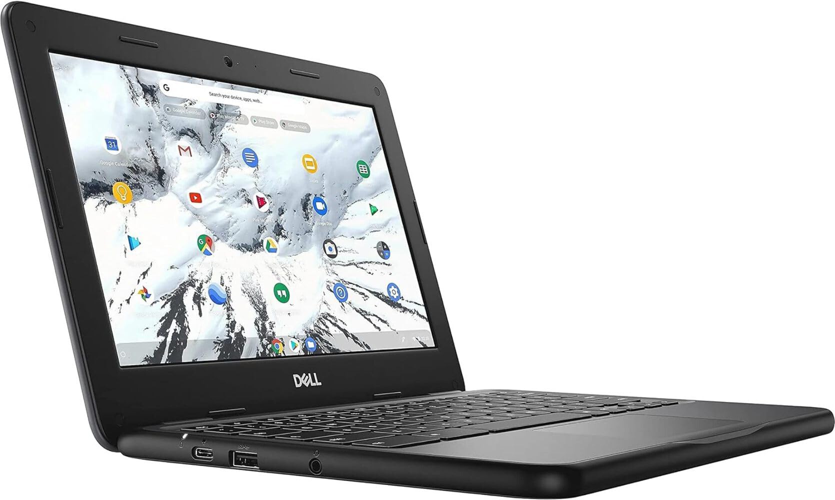 لپ تاپ DELL 3100 با پردازنده اینتل Celeron N4020 1.1 گیگاهرتز، 4 گیگابایت رم، 32 گیگابایت حافظه داخلی، وب‌کم، نمایشگر لمسی 11.6 اینچی، سیستم عامل کروم، مدل VH5H8 (بازسازی شده)