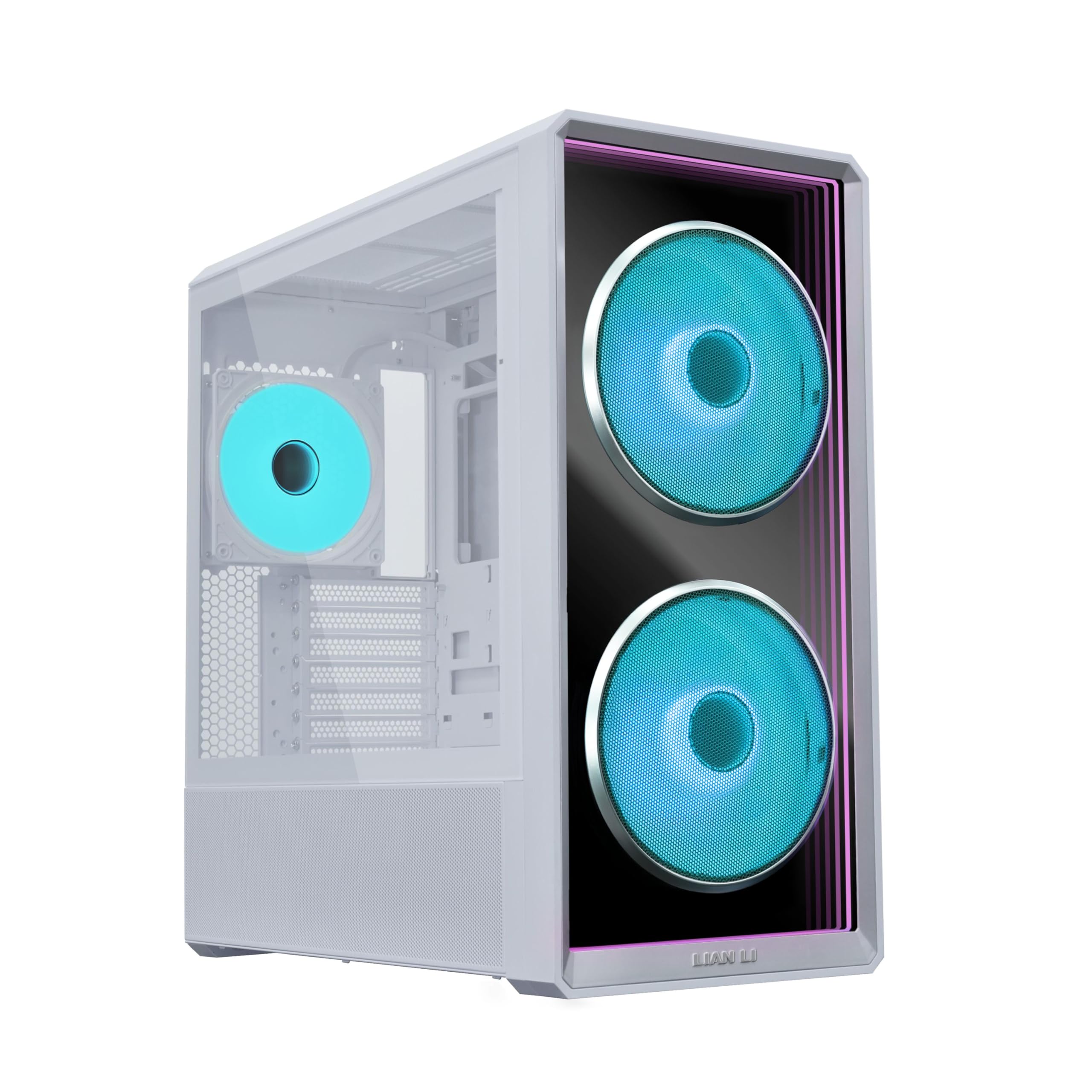 Lian Li LANCOOL 217 INF Infinity Mirror Computer Case, Mid-Tower ATX PC Case w/ 3 Pre-Installed Fans, 2x170mm ARGB Fans, 1x140mm, Front Mirror Glass Panel, Optimized Airflow - White (LAN217INFW)