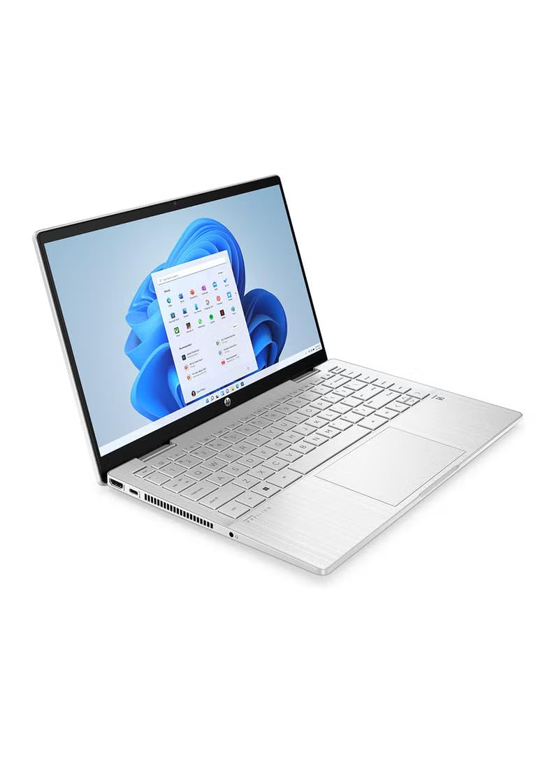 لپ تاپ لمسی HP Pavilion x360 14-ek1001ne 2 in 1 با صفحه نمایش 14 اینچی، پردازنده Core i3-1315U/8GB RAM/256GB SSD/گرافیک Intel UHD/ویندوز 11 Home به رنگ نقره‌ای طبیعی به زبان انگلیسی/عربی