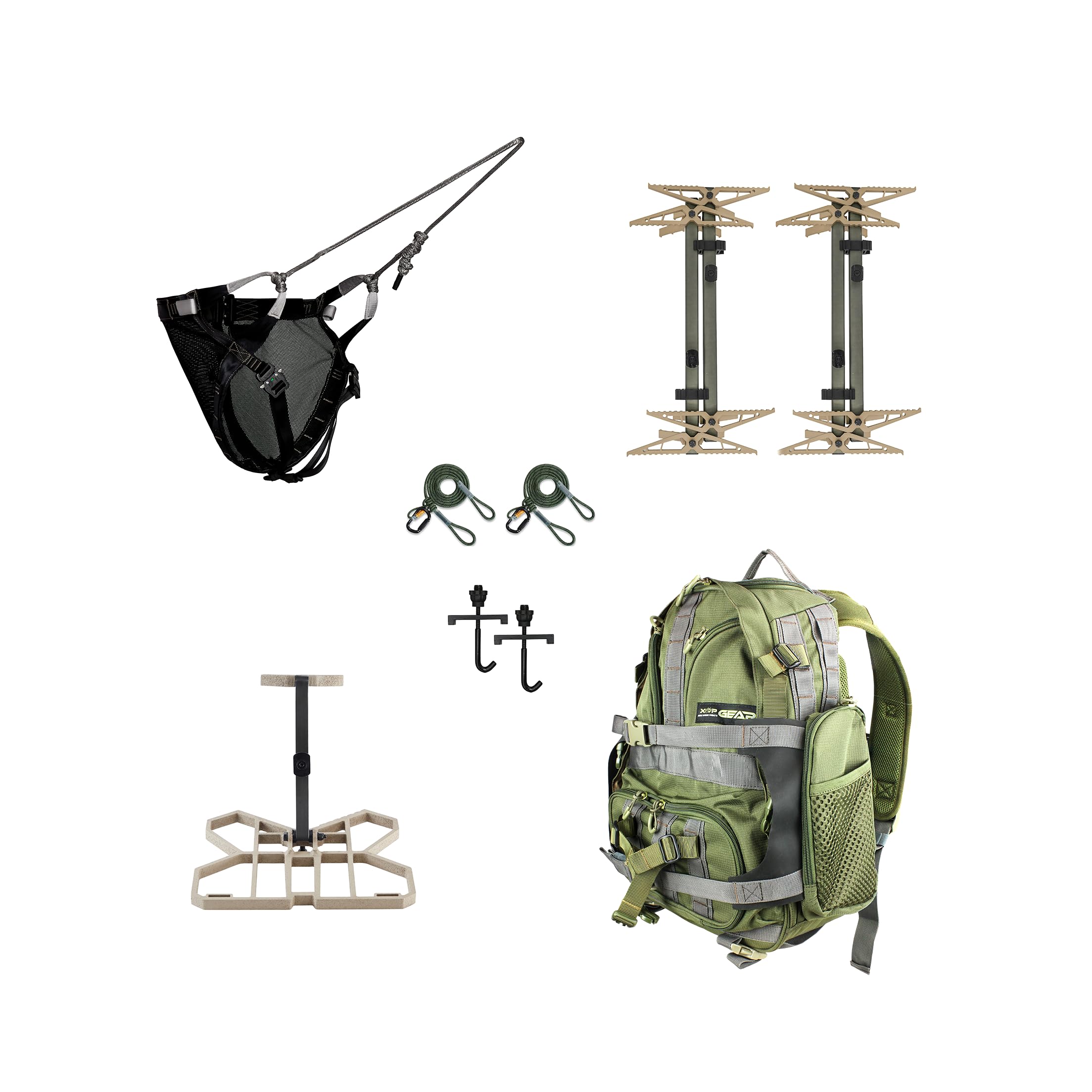 سیستم تکمیلی تکمیلی XOP RUT - Full Mobile Saddle Hunting System - پلتفرم تکمیلی Invader Saddle، کمربند Mutant، بسته چهار عددی از چوب‌های X2، سیستم حمل چوب‌های J Hook، بسته Striker (2025)