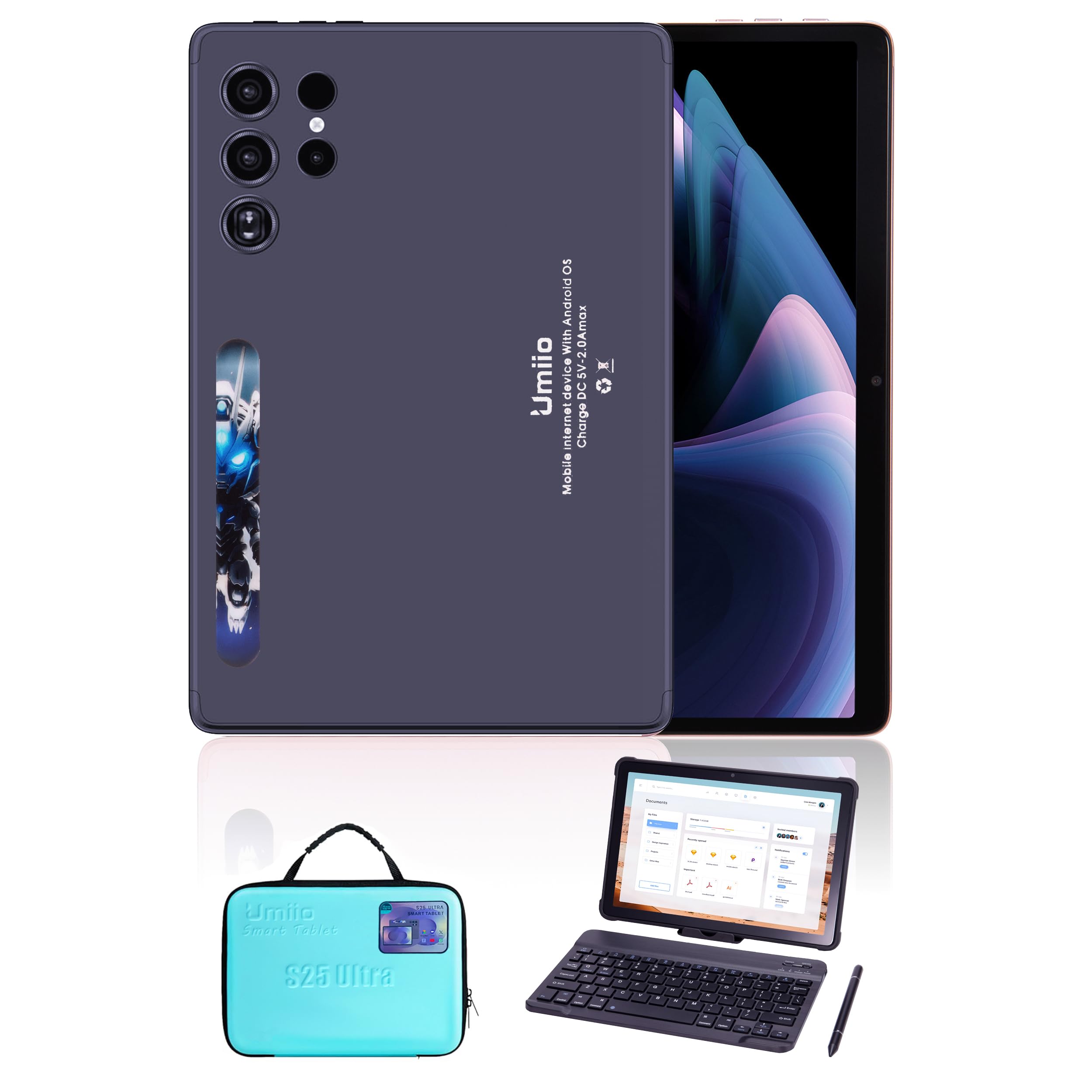 تبلت هوشمند اولترا 10.1 اینچی S25 HD 5G WiFi Umiio اندروید 15 تب | دو سیم کارت | دوربین 13+26 مگاپیکسل | نمایشگر HD 3000x1440 تبلت کودکانه | دو اسپیکر | کیف و سهمه‌دار | صفحه کلید (خاکستری)