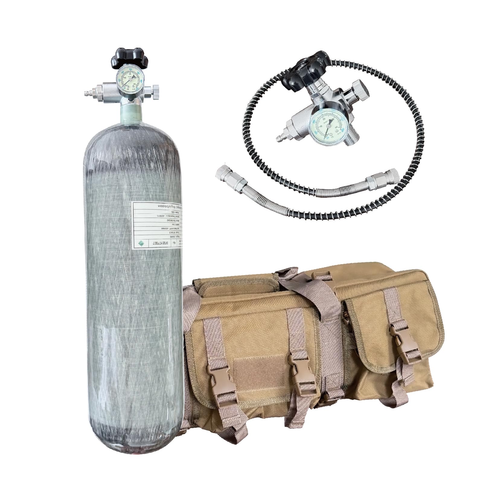 مخزن هوا Pautaca CE 6.8L/414Ci با فشار 4500psi، بادی پینتبال/hpa، مخزن pcp/پینتبال کربن فایبر با مهره M18*1.5 و شیر دوگانه، تولید شده در اوت 2025