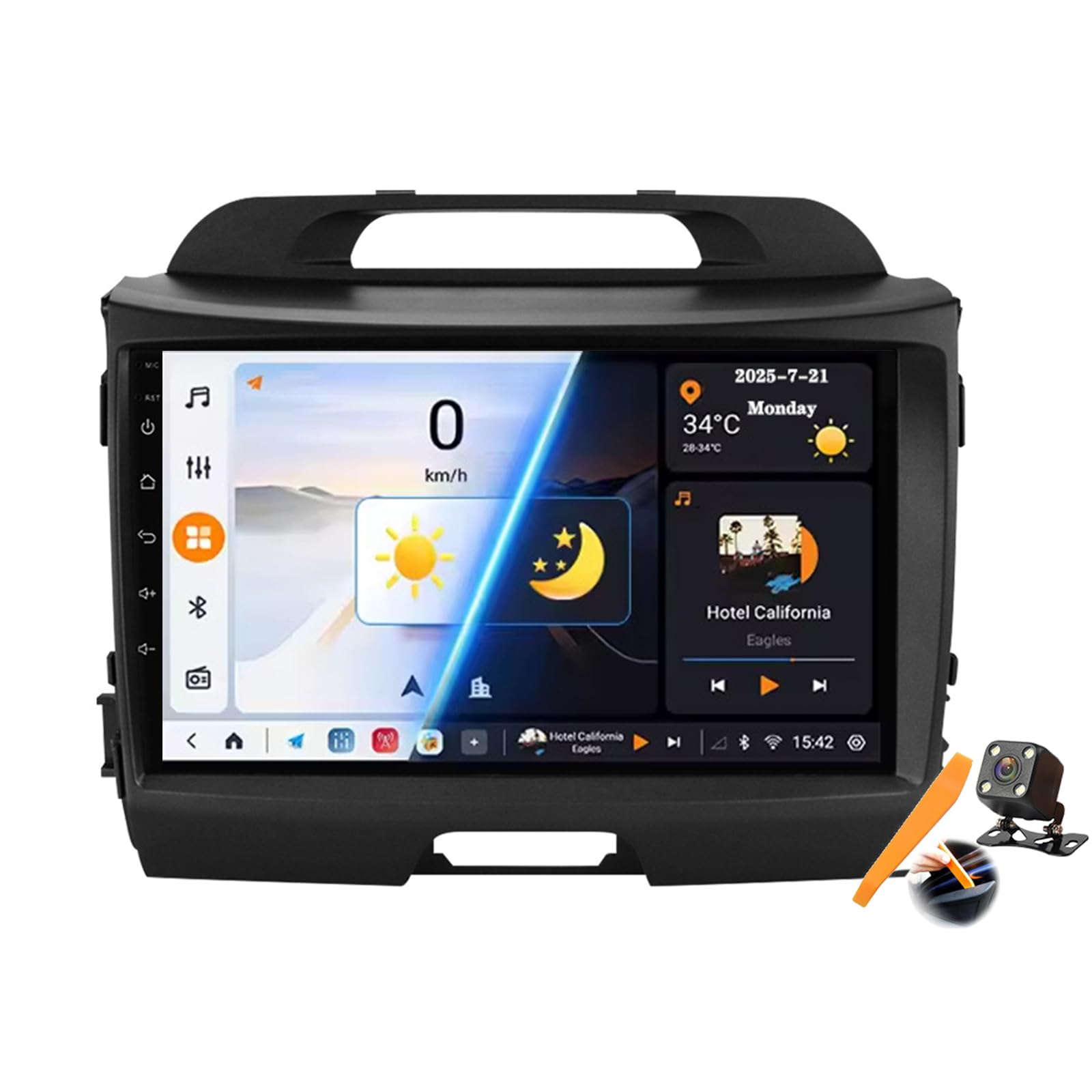 رادیو اندروید 15.0 اتومبیلی M6 pro3 برای KIA Sportage 2010-2016 با ناوبری GPS ست ویدئویی 9 اینچی تاچ اسکرین دی وی دی چندرسانه‌ای پخش کننده ویدئو فی ام، گیرنده بلوتوث با کارپلی 4 جی 5 جی وای فای DSP SWC