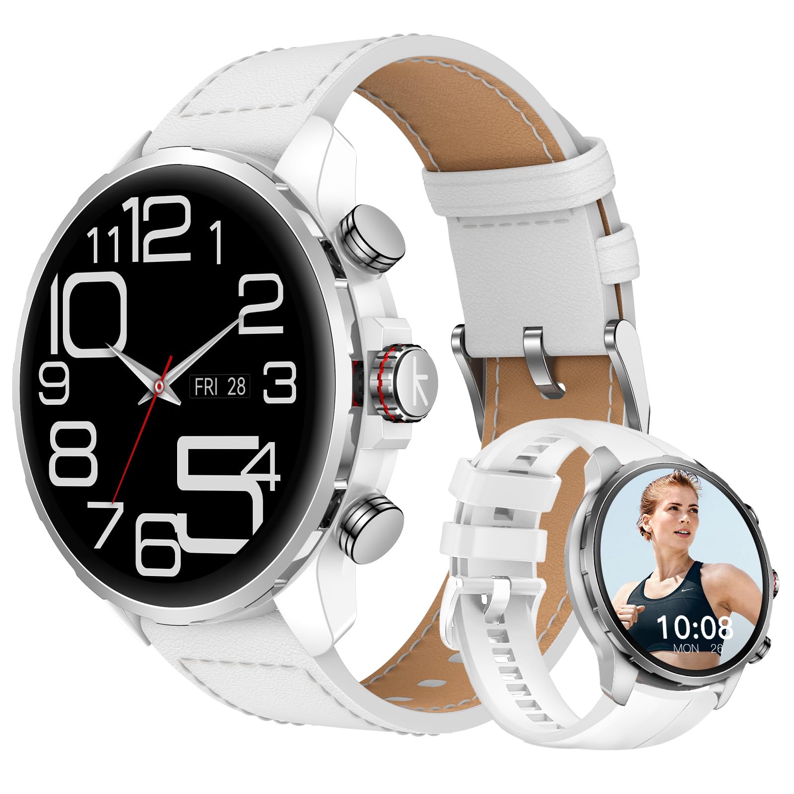 ساعت هوشمند Kieslect KR Ultra 3، نمایشگر AMOLED 1.5 اینچ، تماس بلوتوث، GPS دو بانده، 178+ حالت ورزشی، باتری 7 روزه، ضدآب 5ATM، رنگ سفید