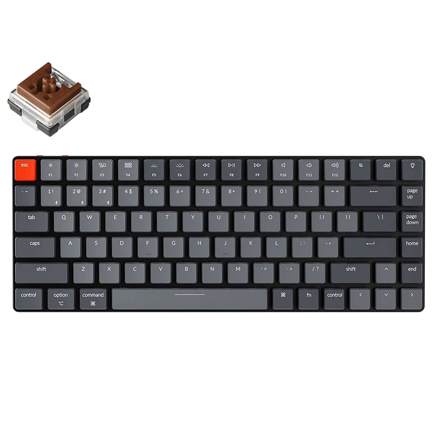 Keychron K3 نسخه ۲، طرح ۷۵ درصدی ۸۴ کلید صفحه کلید مکانیکی بی سیم بلوتوث / USB با نور پس زمینه سفید، کیبورد بسیار نازک با قابلیت جابجایی داغ و کی تاچ نوری Keychron Optical Brown برای مک ویندوز