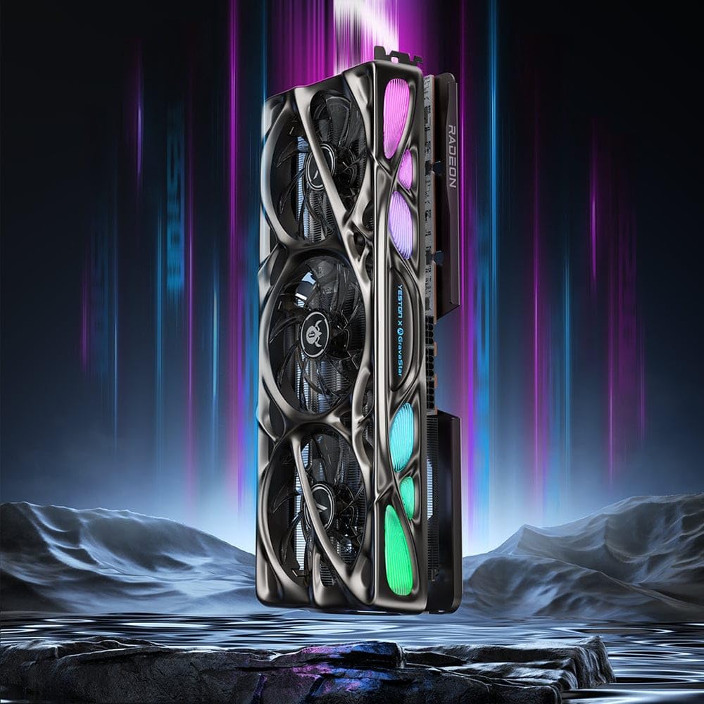کارت گرافیک Yeston AMD RADEON RX 9070 XT، 16GB GDDR6، سرعت ساعت 2400-3060MHz، 3x DisplayPort 2.1a + HDMI 2.1b، زرد Battle-Worn
