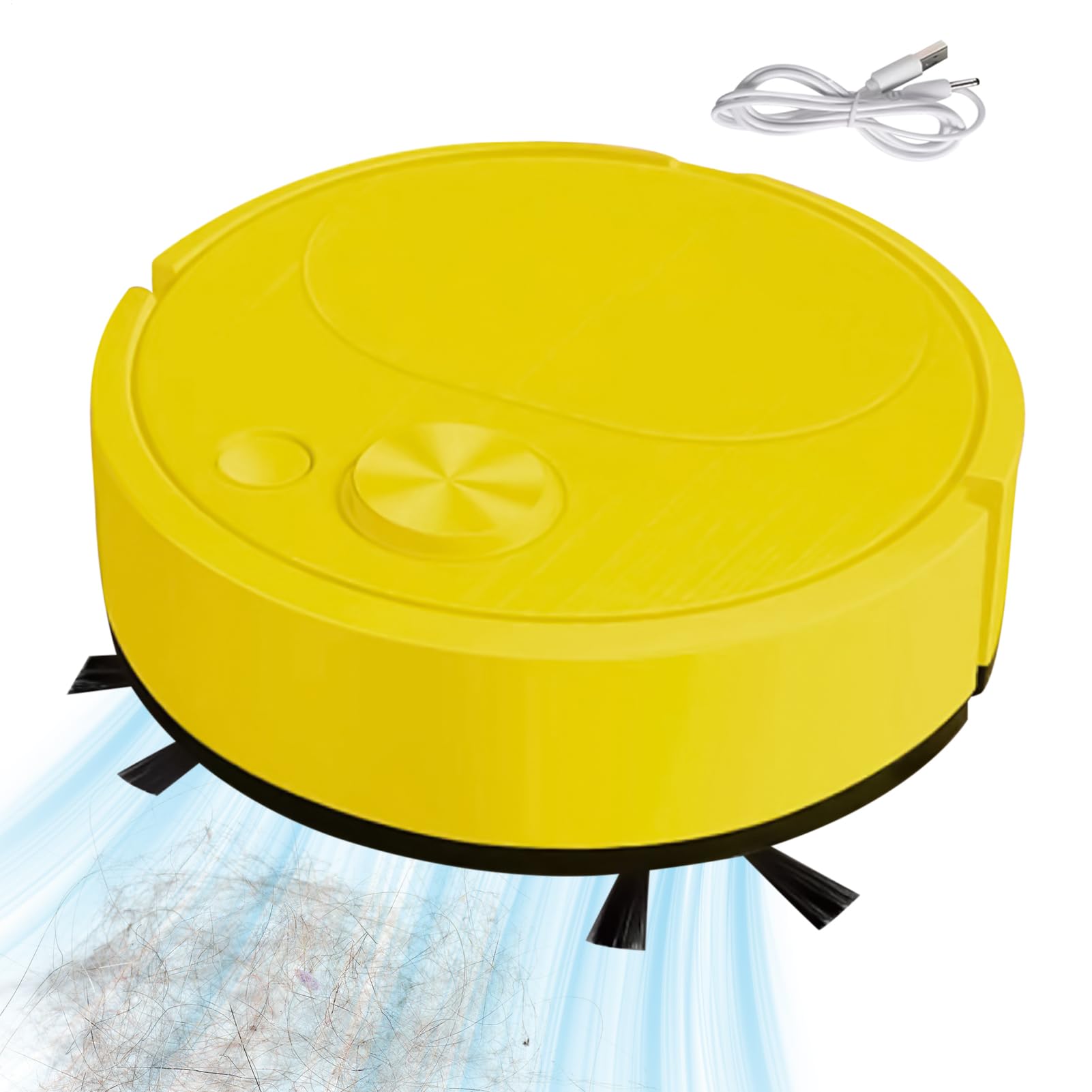ربات خوراک خودکار - ربات مکنده با جذب قوی برای موهای حیوان خانگی، دستگاه تمیزکاری برای زندگی در آپارتمان اجاره‌ای در اتاق نشیمن و آشپزخانه و رستوران و اتاق خواب و حمام و هتل و کسب و کارهای زرد