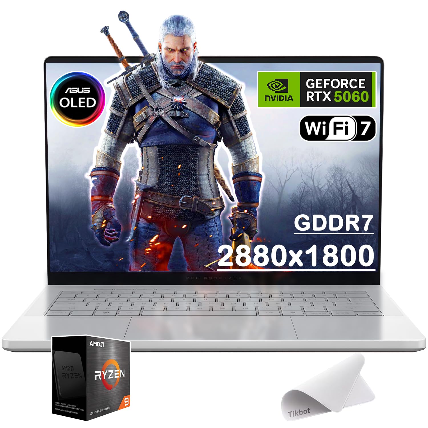 لپ تاپ بازی ۱۴ اینچی ASUS MUX ROG Zephyrus G14 با صفحه نمایش OLED ۳K و فرکانس تازه ۱۲۰Hz - AMD Ryzen 9 270 و GeForce RTX 5060 - ویندوز ۱۱ هوم همراه با پد موس (ویندوز ۱۱ هوم، ۱۶GB رم، ۱TB حافظه داخلی SSD PCIe) ۱۶GB رم و ۱TB حافظه داخلی SSD PCIe ویندوز ۱۱ هوم