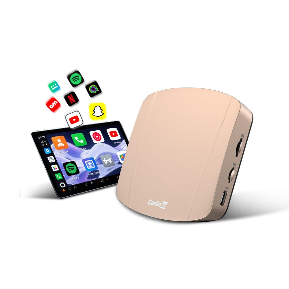 جعبه هوش مصنوعی Carlinkit Android 15 (مجموعه Ultra)، قدرتمندترین جعبه Tbox، Qualcomm 6350 با حافظه 256 گیگابایت، GPS/Beidou/GLONASS/Galileo، سیم/کارت TF (طلا)