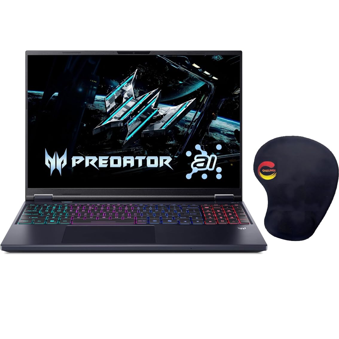 کامپیوتر بازی Acer Predator Helios Neo 16 AI، Ultra 9 275HX، 64 گیگابایت حافظه RAM، 4 ترابایت حافظه داخلی SSD، نمایشگر 16 اینچی WQXGA با فرکانس 240 هرتز، کارت گرافیک NVIDIA GeForce RTX 5070 Ti با ظرفیت 12 گیگابایت حافظه GDDR7، رنگ خاکستری عمیق به همراه (فر کنسیکس موس پد)