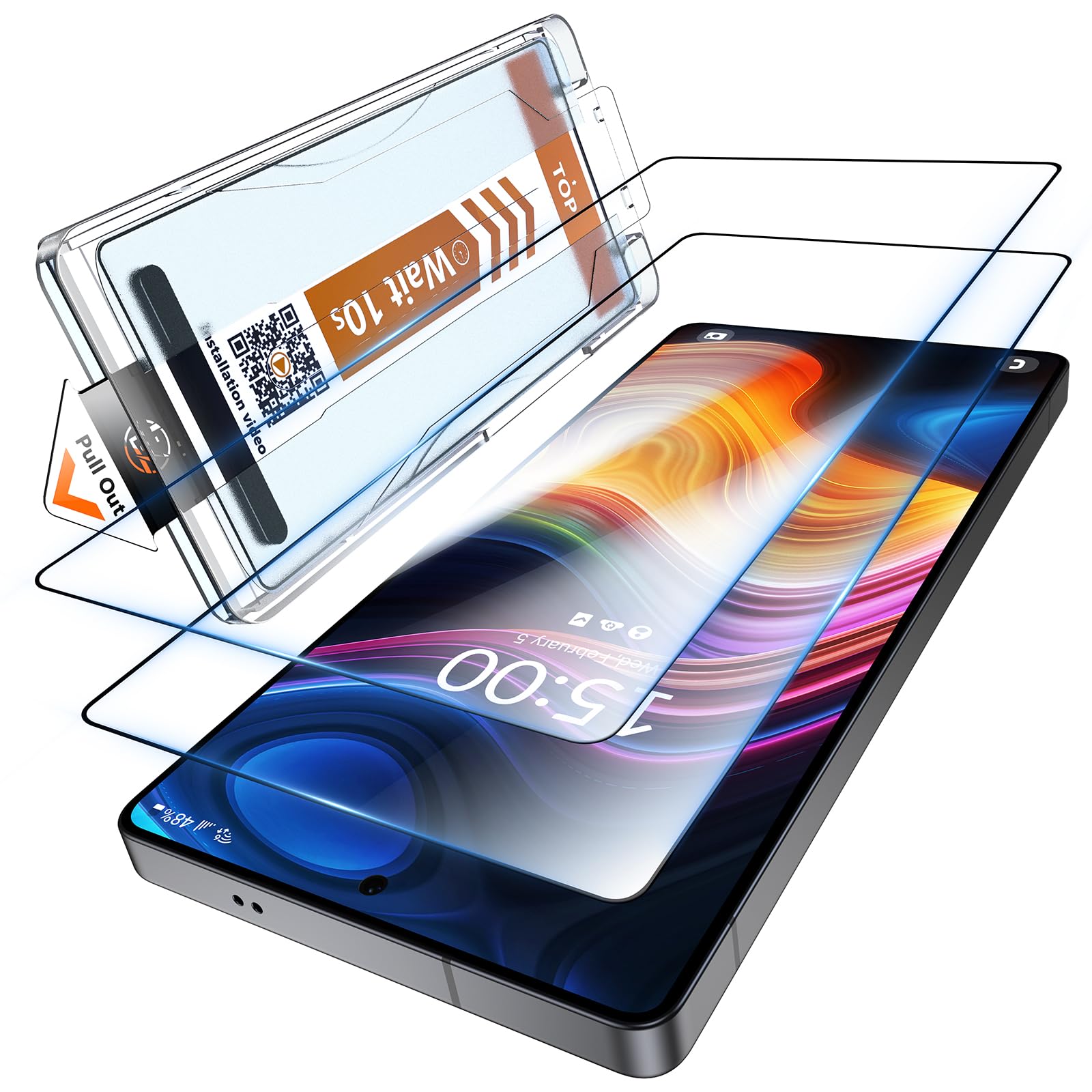 محافظ صفحه‌ی نمایش LK برای Galaxy S25 Ultra / محافظ صفحه‌ی نمایش [9H+ درجه نظامی ضد شکست] [0 گرد و غبار و 0 حباب] محافظ صفحه‌ی شیشه‌ای HD برای S25 Ultra با پوشش کامل، نصب آسان