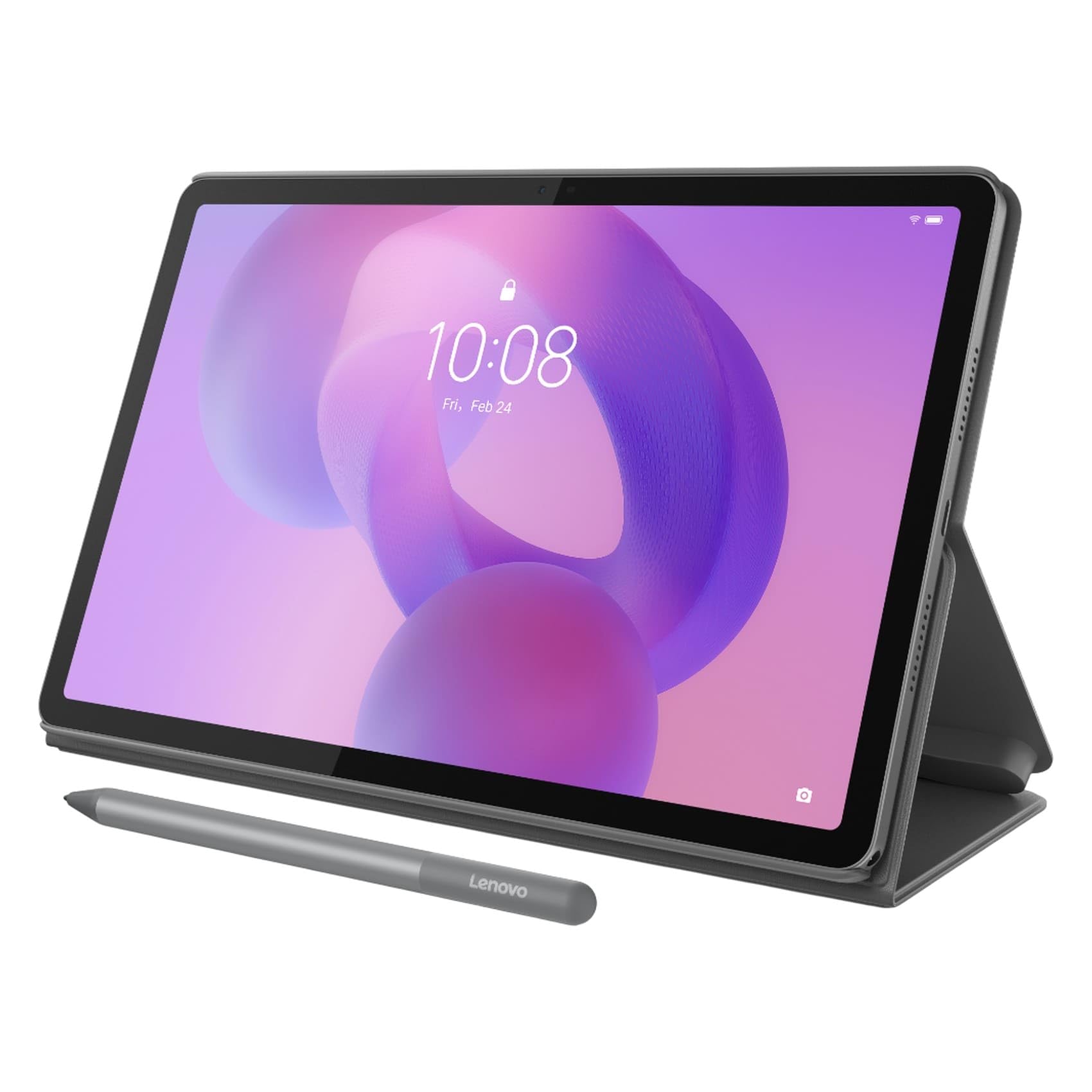تبلت Lenovo Idea 5G با صفحه نمایش LCD 11 اینچی 2.5K نسبت 16:10، مدیاتک، 8 گیگابایت RAM، حافظه 256 گیگابایتی، اندروید 15، رنگ خاکستری لونا شامل قلم Tab و کیف فولیو است.