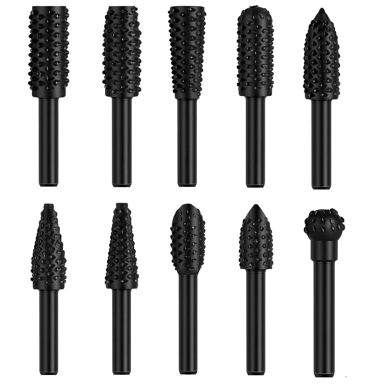 مجموعه 10 عددی فرز فایل حکاکی چوب، بیت دکل روتاری 1/4 اینچ 6 میلیمتر، مجموعه بیت دکل روتاری فرز چوب، ابزار نواری منحصر به فرد برای حکاکی، تلمیع و سطح دهنده چوب به صورت DIY