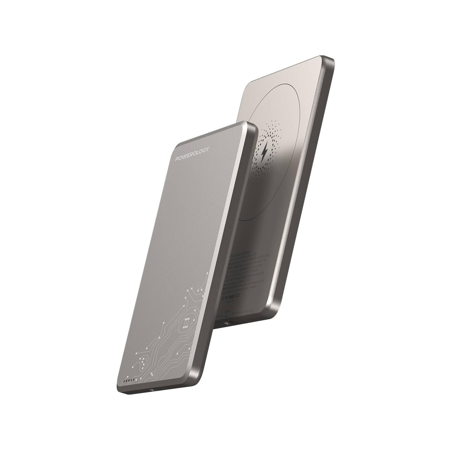 پاورولوژی پاور بانک بسیار نازک 5000 میلی آمپر ساعت سازگار با شارژ بی‌سیم 15 وات MagSafe و شارژ سریع سیمی 20 وات، آهنربای قوی، پراکندگی حرارت کارآمد، قابل حمل و سبک (تیتانیم)