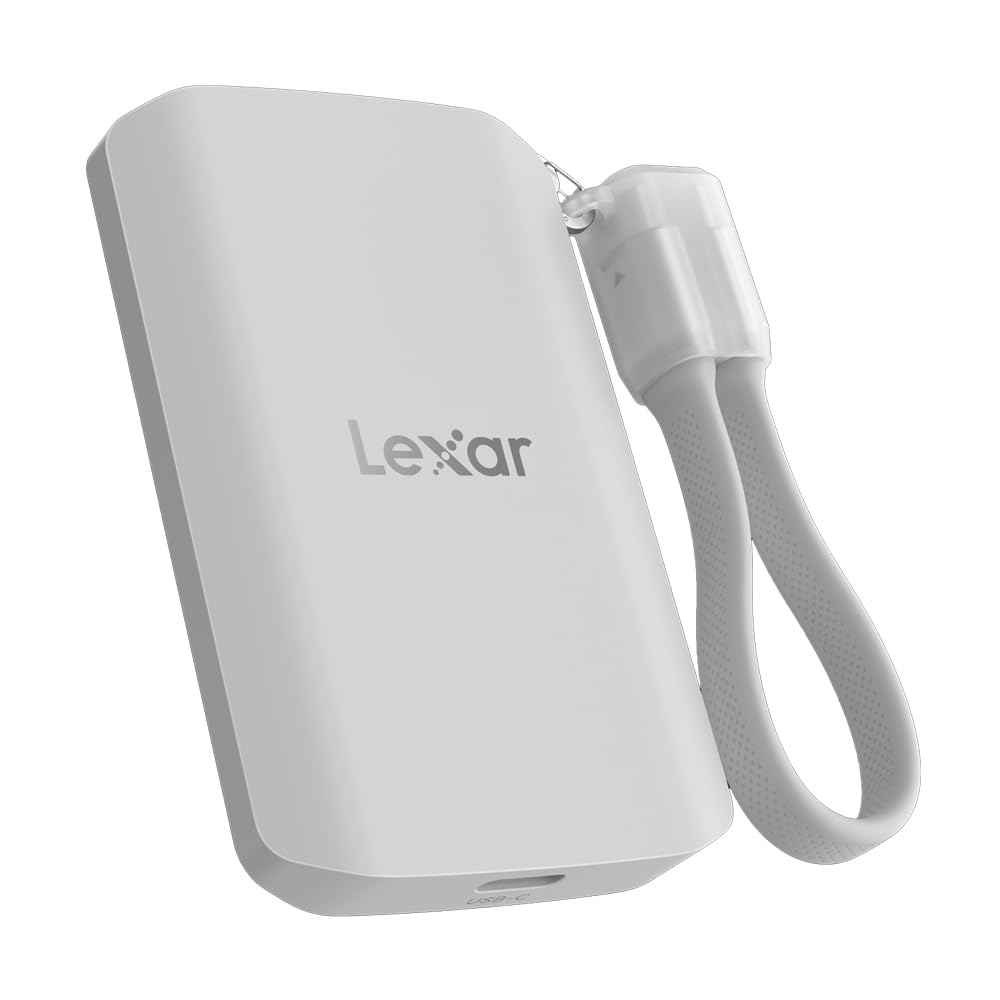 Lexar 1TB ES5 فوق العاده گیگابایت حافظه جانبی SSD مغناطیسی، تا 2000 مگابایت بر ثانیه، قابل استفاده با MagSafe، گوشی‌های هوشمند USB-C، آیفون 15/16 یا بالاتر، کامپیوتر شخصی، مک، پشتیبانی از Apple ProRes و ویدیوی Samsung Pro، نقره‌ای (LES5XXX001T-RNWNU) 1TB 2000/2000 مگابایت بر ثانیه (MagSafe)
