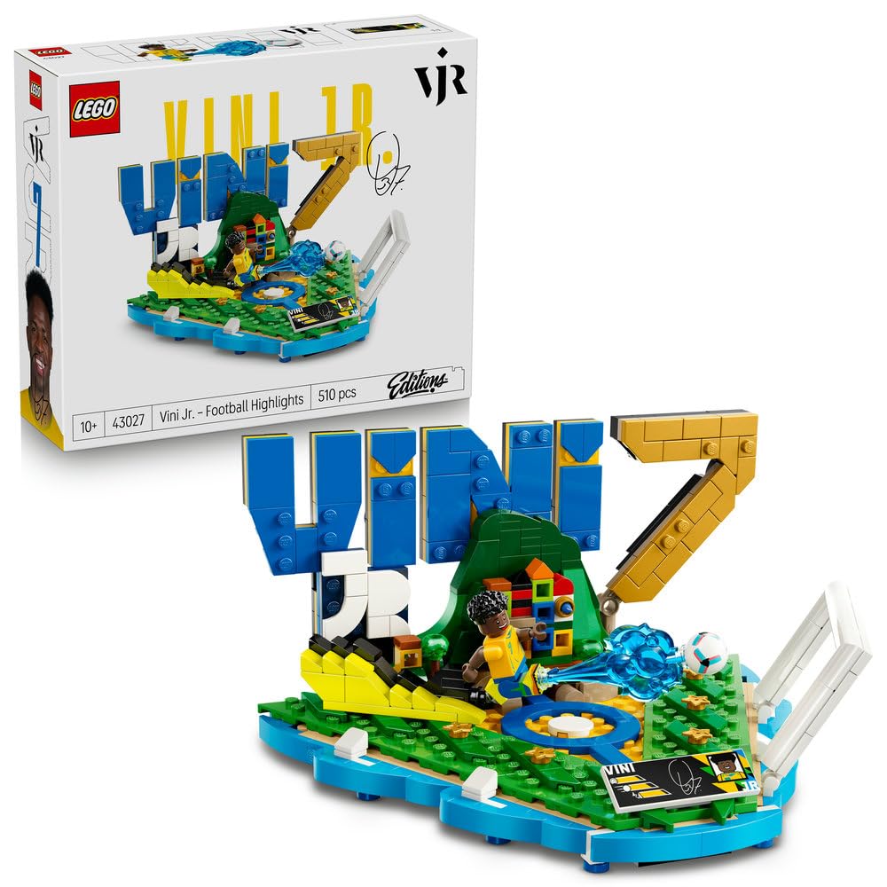 LEGO Editions Vini Jr. – Football Highlights Toy - 3D Display Model Kit w/Collectible Minifigure - Kids' Room Decor - Gift for 10+ Year Old Boys, Girls & Adult Sports Fans - 43027