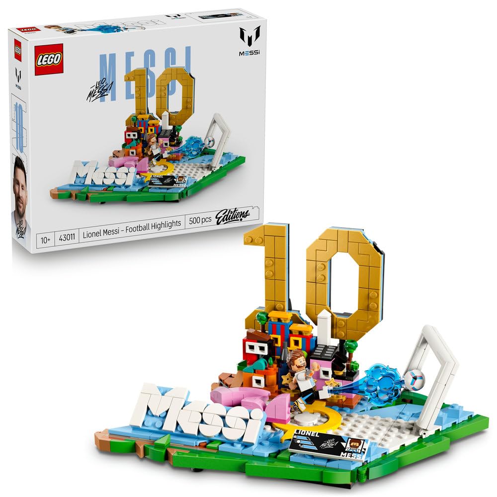 نسخه LEGO از لیونل مسی - اسباب بازی ابرازهای فوتبال با کیت مدل دیسپلی 3 بعدی شامل مینی‌فیگور جمع‌آوری شونده - تزئینات اتاق کودکان - هدیه برای پسران، دختران بالای ۱۰ سال و طرفداران ورزش بزرگسال - ۴۳۰۱۱