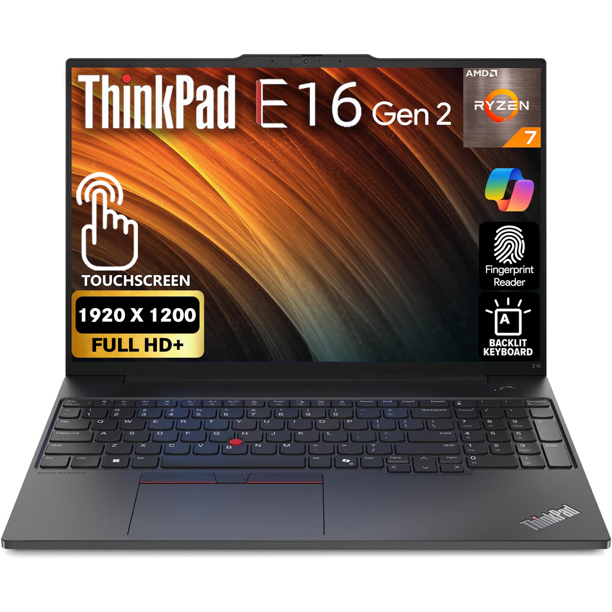 لنوو تینک‌پد E16 نسل دوم، صفحه نمایش لمسی FHD+ 16 اینچ، AMD Ryzen 7 7735U، 24GB رم، 1TB حافظه داخلی SSD، اثر انگشت، صفحه کلید با نور پس زمینه، WiFi 6E + بلوتوث، RJ-45، وبکم FHD، ویندوز 11 پرو، لپ‌تاپ هوش مصنوعی انرژی شرکتی 24GB RAM | 1TB SSD AMD Ryzen 7 7735U
