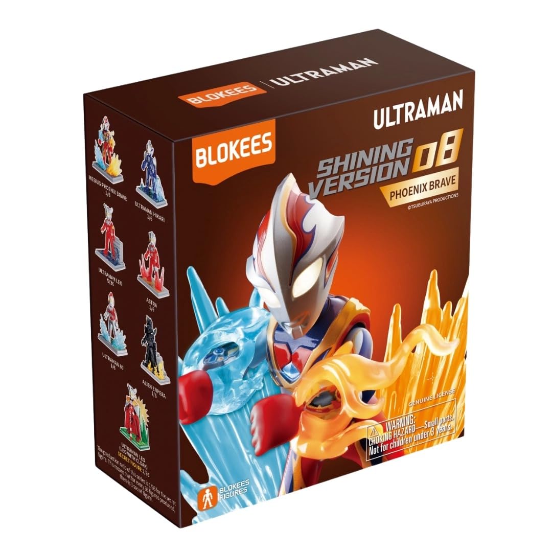 مجموعه ساخت بلوکی‌های Ultraman Shining Version 08 | مجسمه اکشن فیگور قابل جمع‌آوری Phoenix Brave در جعبه عمیق با قفسه و چشم‌های روشن | مدل مجوزدار برای کودکان و بزرگسالان | بازی ساخت و ساز STEM