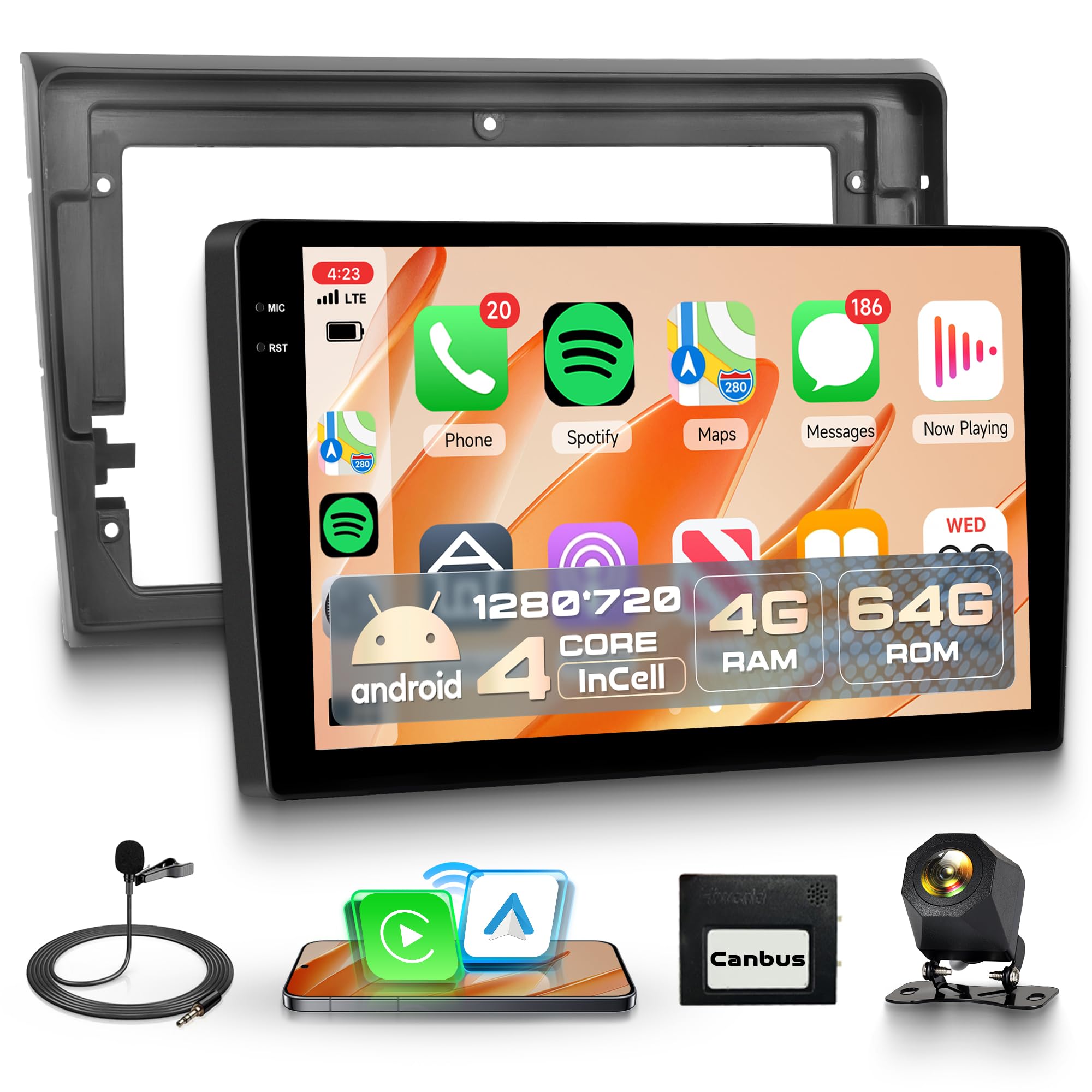 رادیو خودروی 15 اینچی اندرویدی با امکان وایرلس Carplay و 4G با حافظه 64G برای فیات براوو 2007-2014